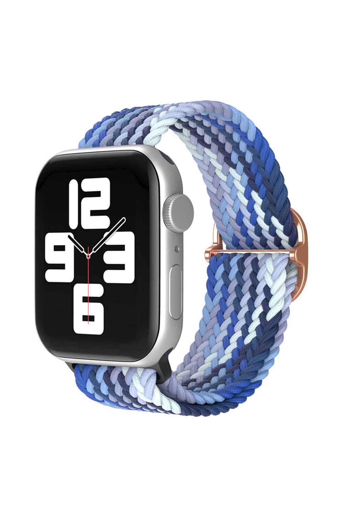 Newface Apple Watch 44mm Hasırlı Cırtcırtlı Kordon - Siyah