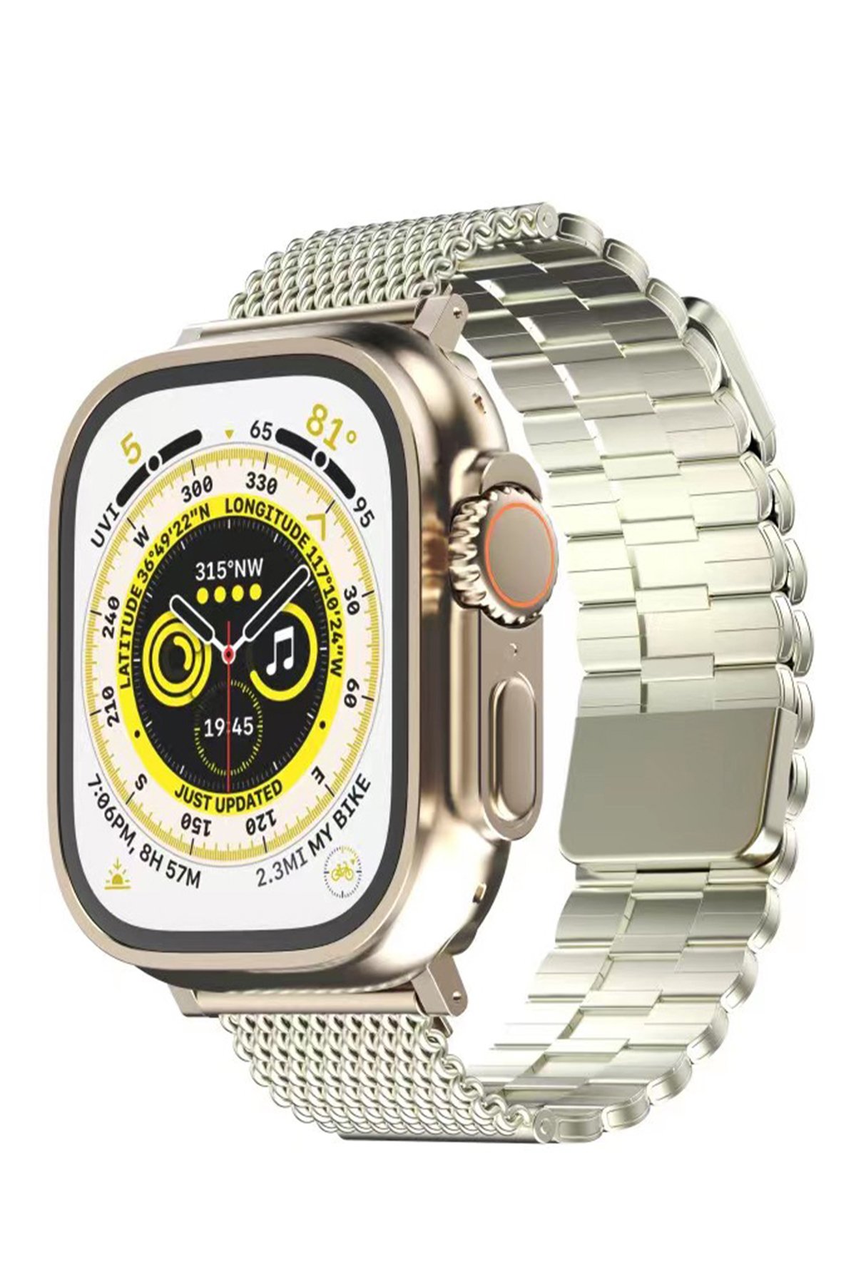 Newface Apple Watch 45mm Mountain Kordon - Siyah-Turuncu