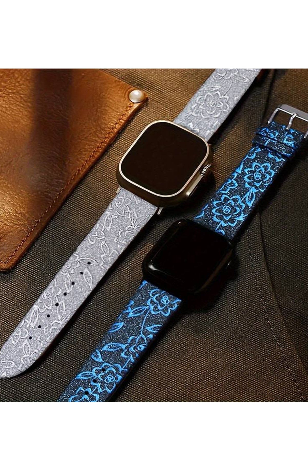 Newface Apple Watch 45mm Live Taşlı Kordon - Gold