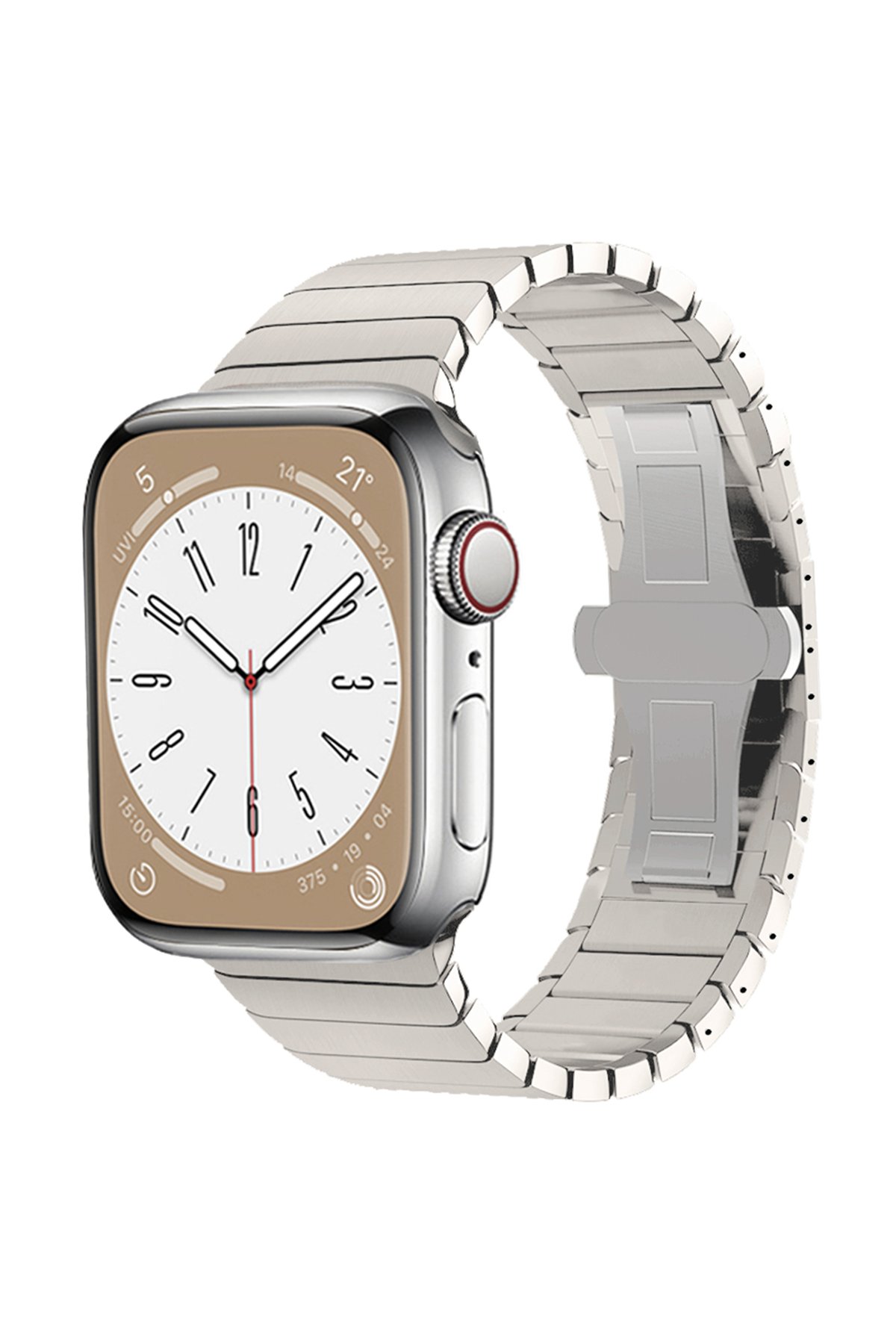 Newface Apple Watch 45mm Made Metal Kordon - Gümüş-Gold