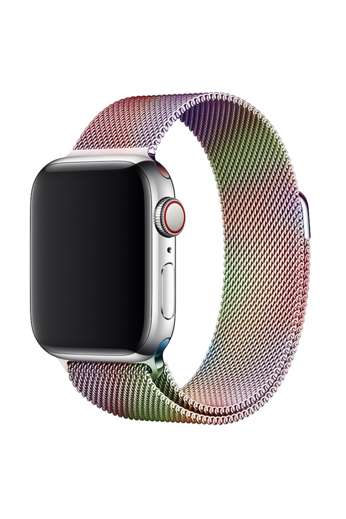 Newface Apple Watch 45mm Ayarlı Delikli Silikon Kordon - Beyaz-Siyah