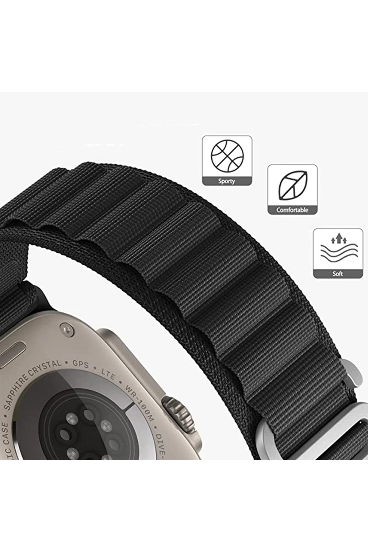 Newface Apple Watch 45mm Metal Baklalı Kordon - Siyah