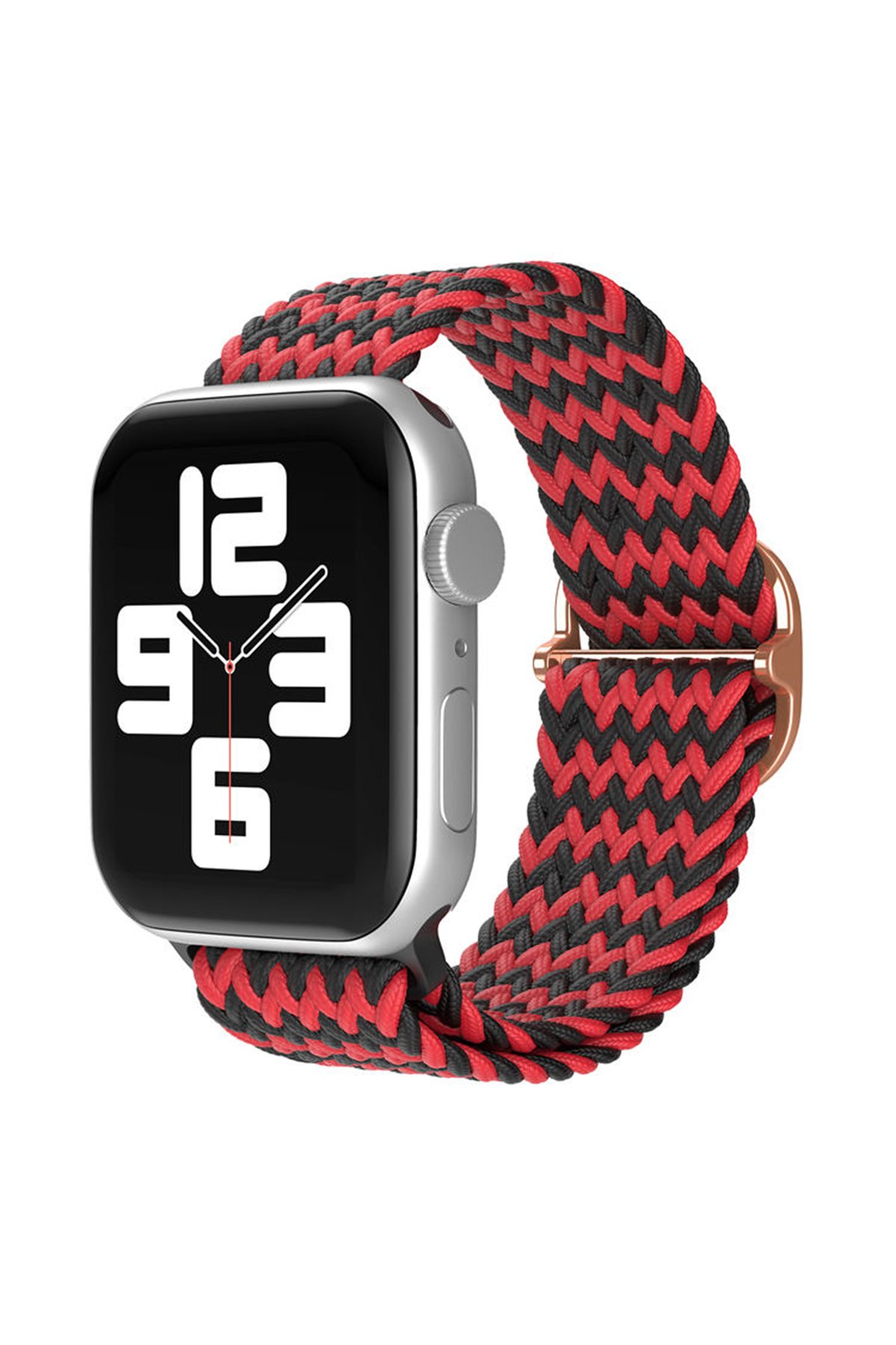 Newface Apple Watch 45mm Star Kordon - Zigzag Kırmızı-Siyah