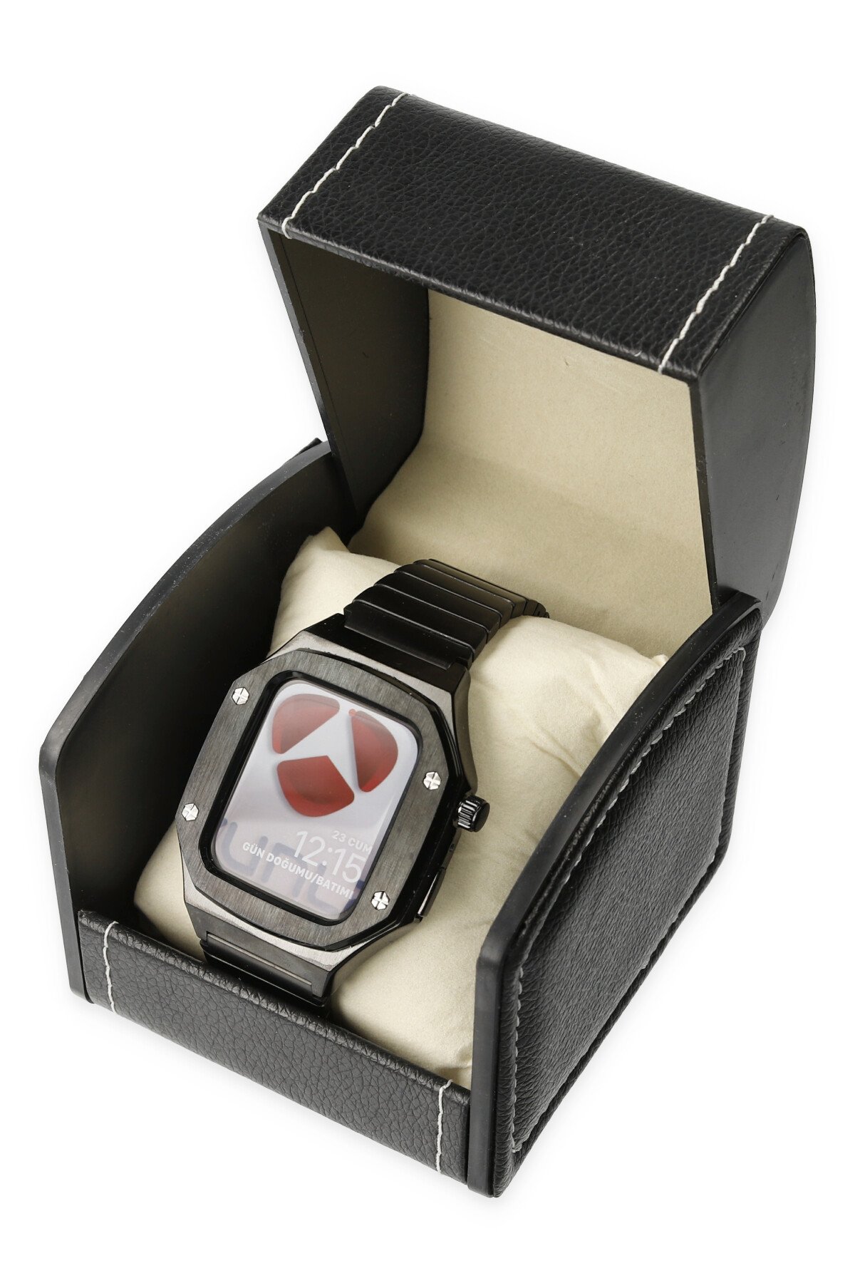 Newface Apple Watch 44mm Hasırlı Cırtcırtlı Kordon - Beyaz