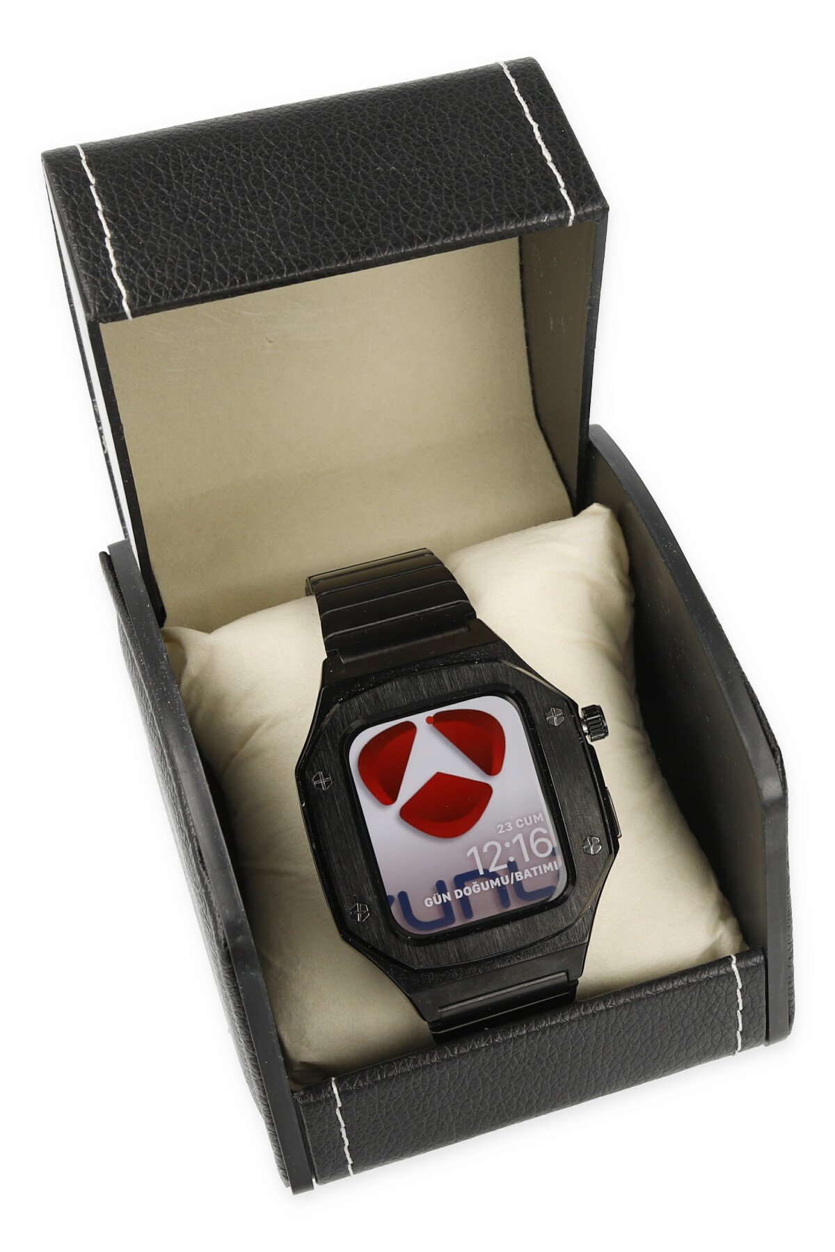 Newface Apple Watch 44mm Hasırlı Cırtcırtlı Kordon - Beyaz