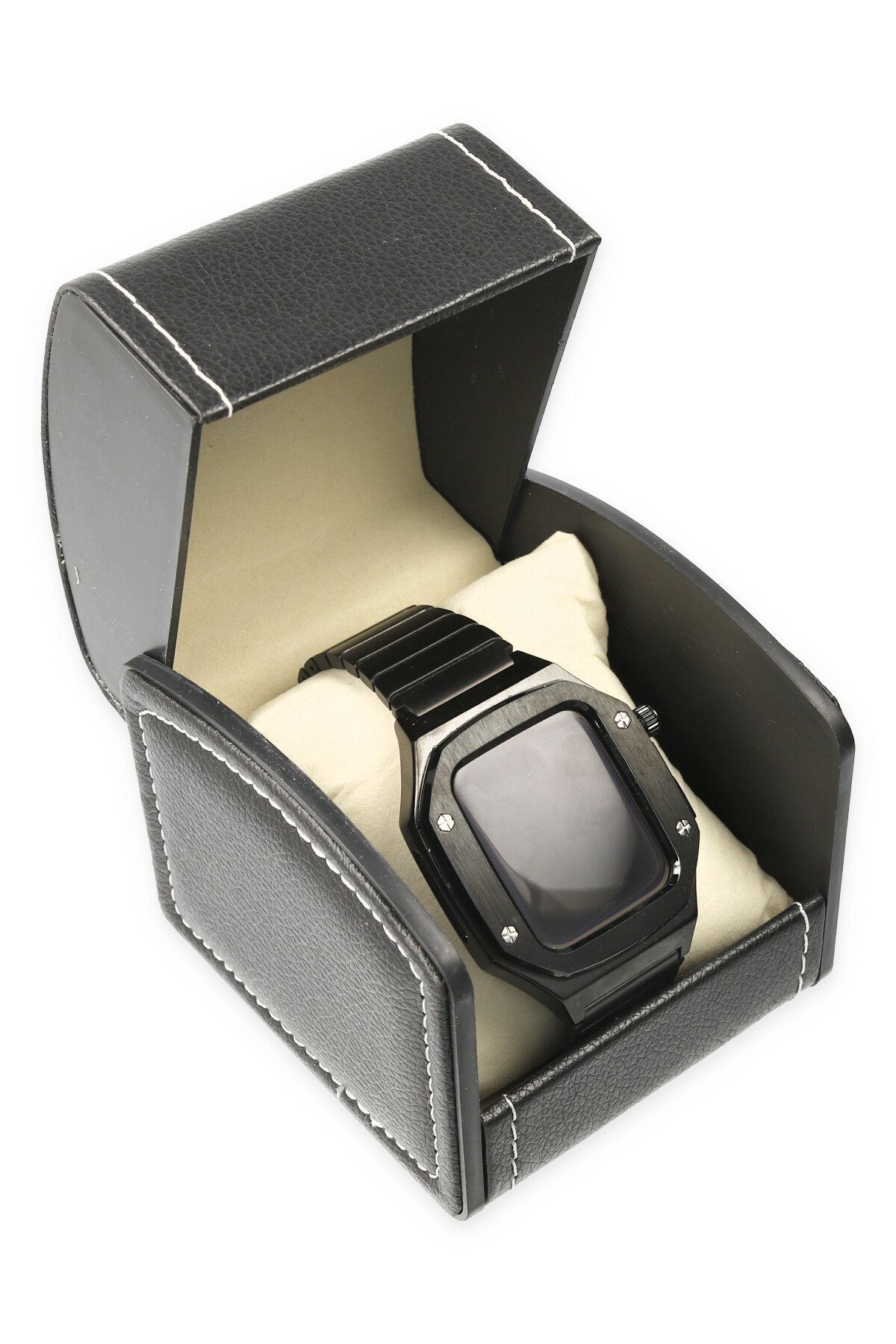 Newface Apple Watch 44mm Hasırlı Cırtcırtlı Kordon - Beyaz