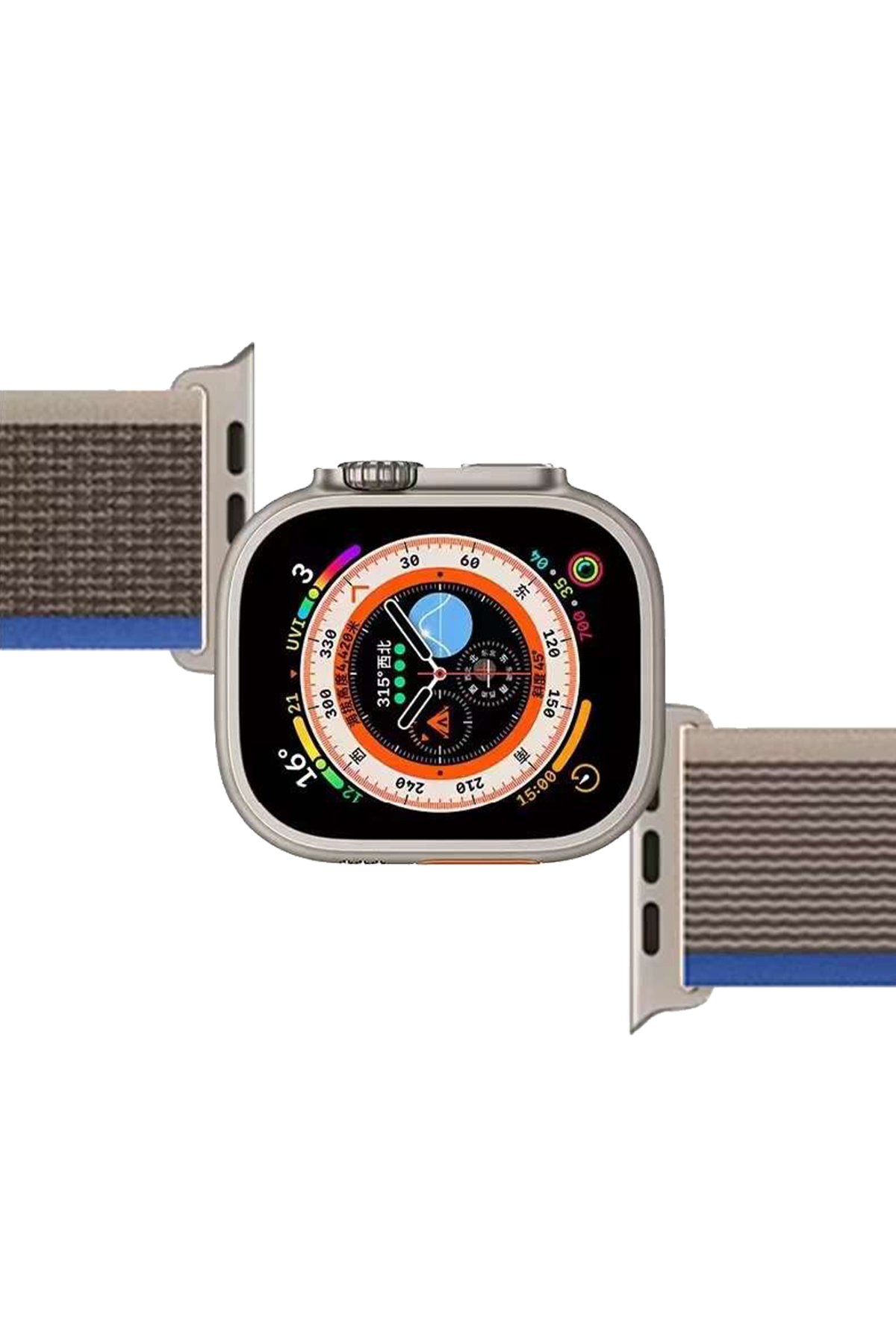 Newface Apple Watch 44mm Hasırlı Cırtcırtlı Kordon - Kahverengi
