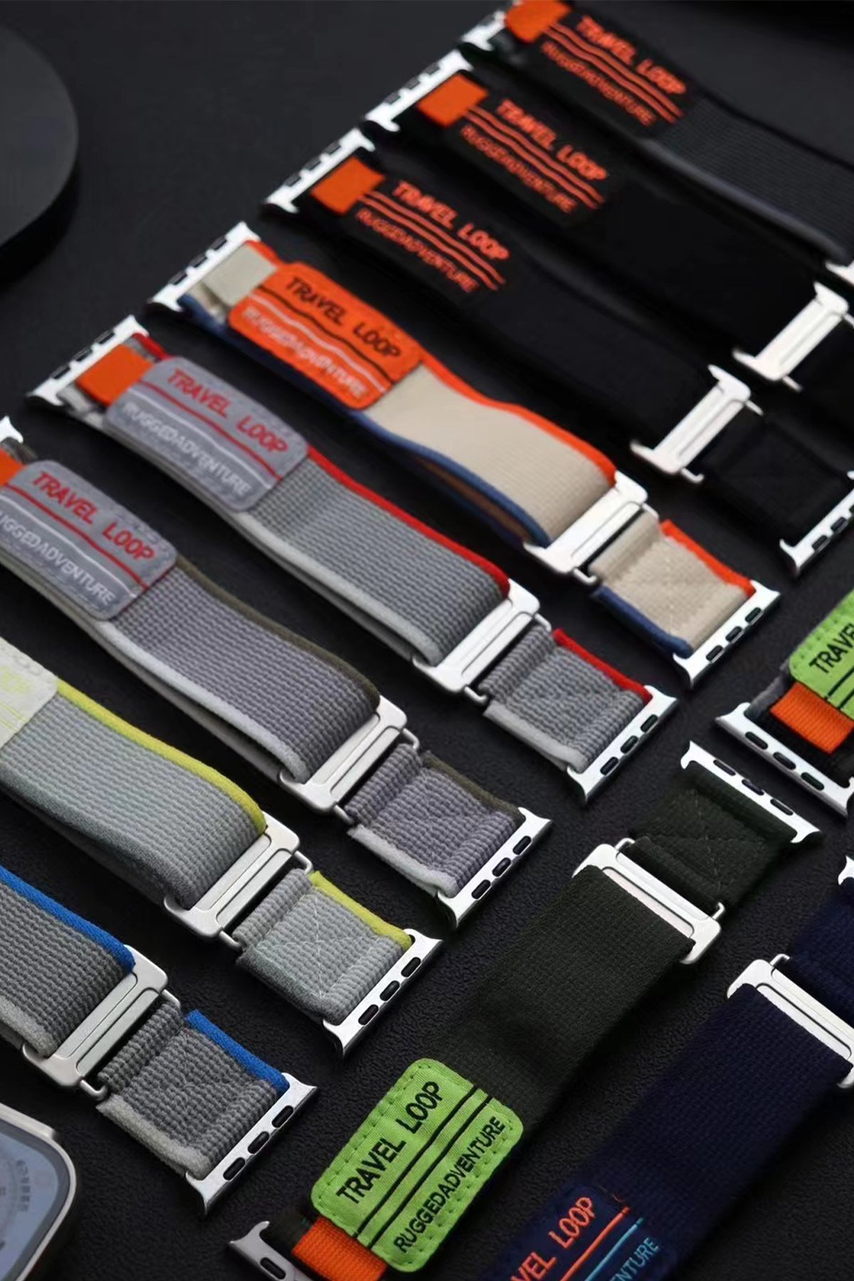 Newface Apple Watch Ultra 49mm Hasırlı Cırtcırtlı Kordon - Kahverengi