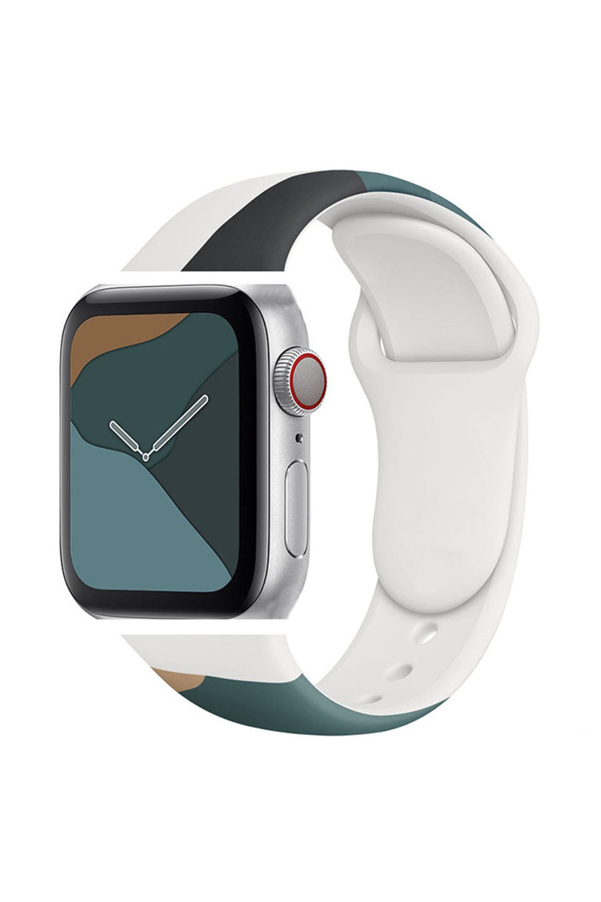 Newface Apple Watch 44mm KR408 Çizgili Silikon Kordon - Kırmızı
