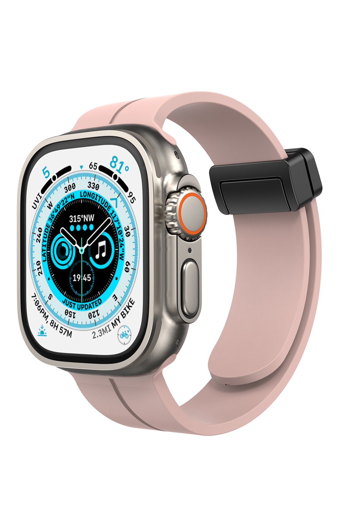 Newface Apple Watch Ultra 49mm Hasırlı Cırtcırtlı Kordon - Siyah