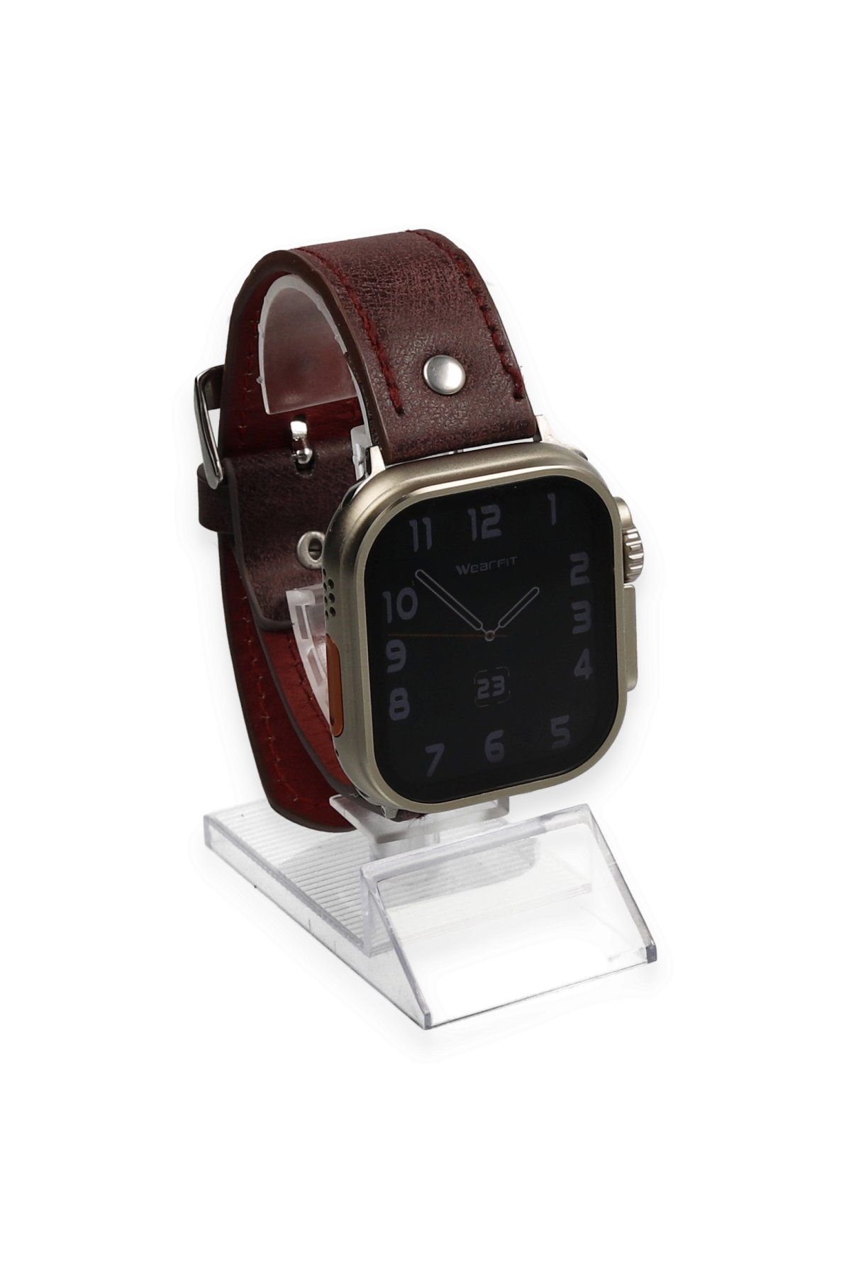 Newface Apple Watch Ultra 49mm Hasırlı Cırtcırtlı Kordon - Mavi-Beyaz