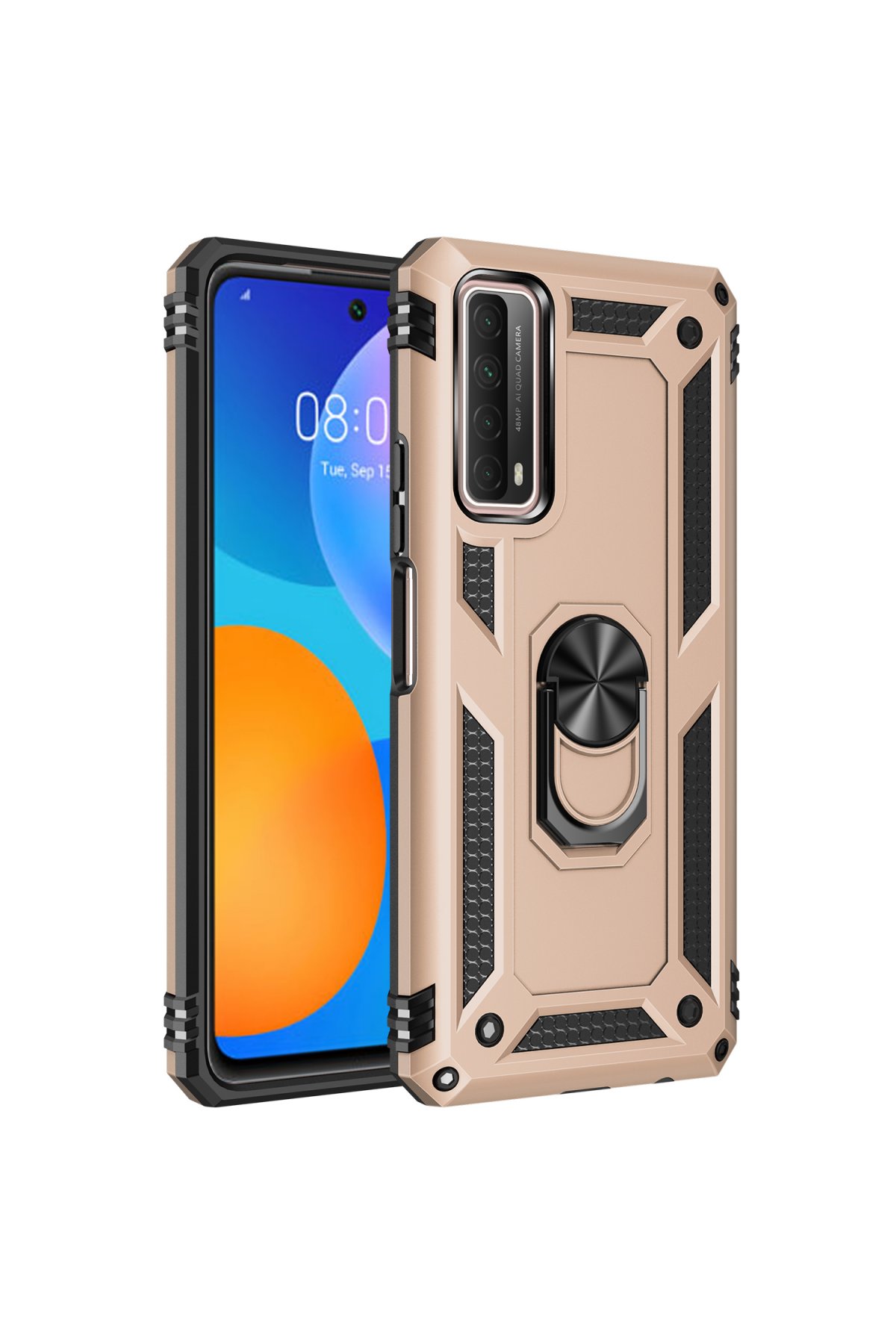 Newface Huawei P Smart 2021 Kılıf Sofya Yüzüklü Silikon Kapak - Kırmızı