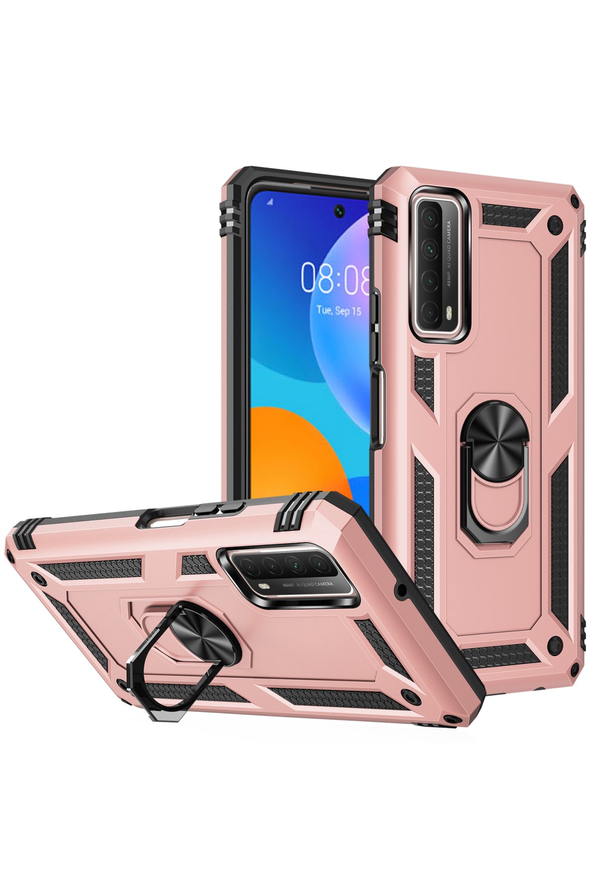 Newface Huawei P Smart 2021 Kılıf Montreal Yüzüklü Silikon Kapak - Siyah