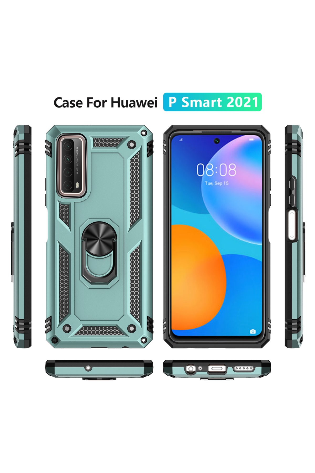 Newface Huawei P Smart 2021 Kılıf Viktor Yüzüklü Silikon - Siyah