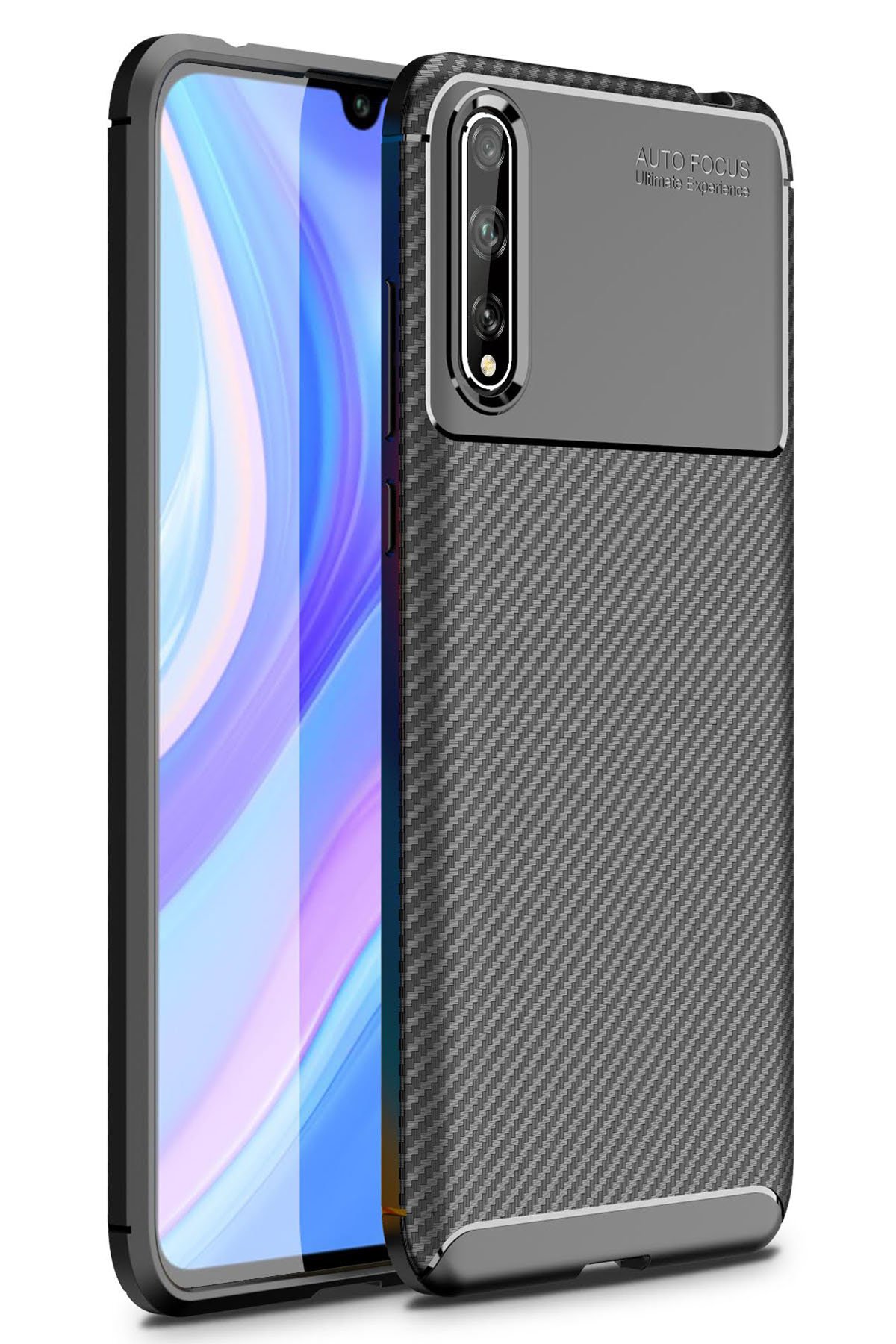 Newface Huawei P Smart S Kılıf Simli Yüzüklü Silikon - Mavi