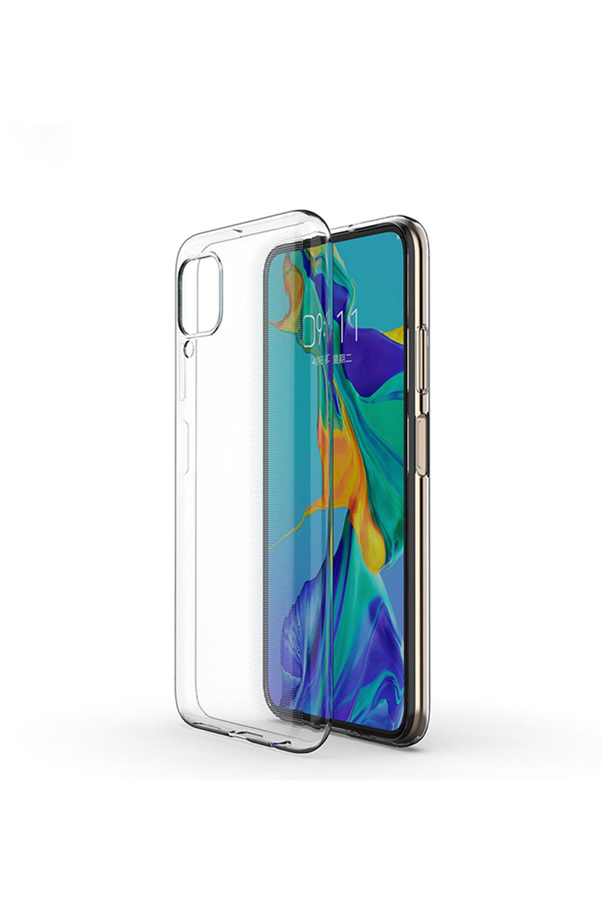 Newface Huawei P40 Lite Kılıf Miami Şeffaf Silikon - Fuşya