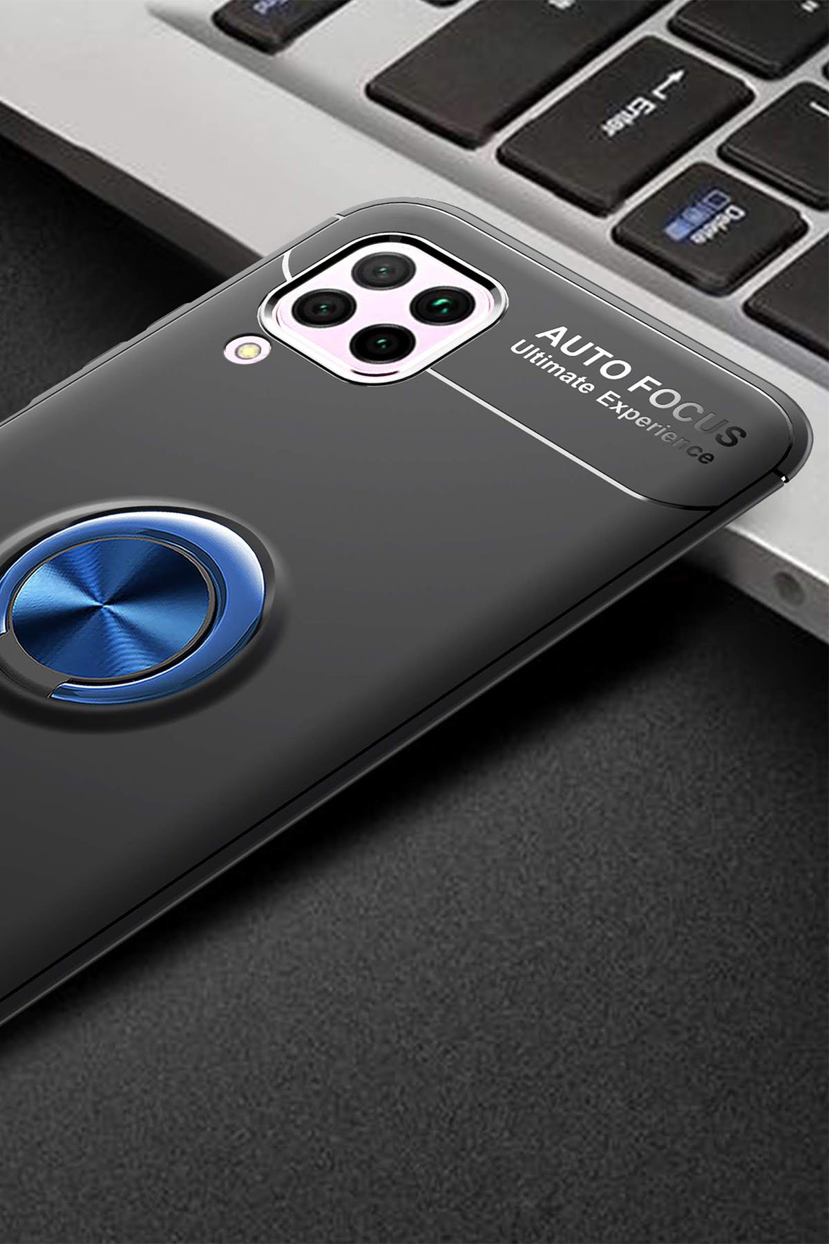 Newface Huawei P40 Lite Kılıf Sofya Yüzüklü Silikon Kapak - Lacivert