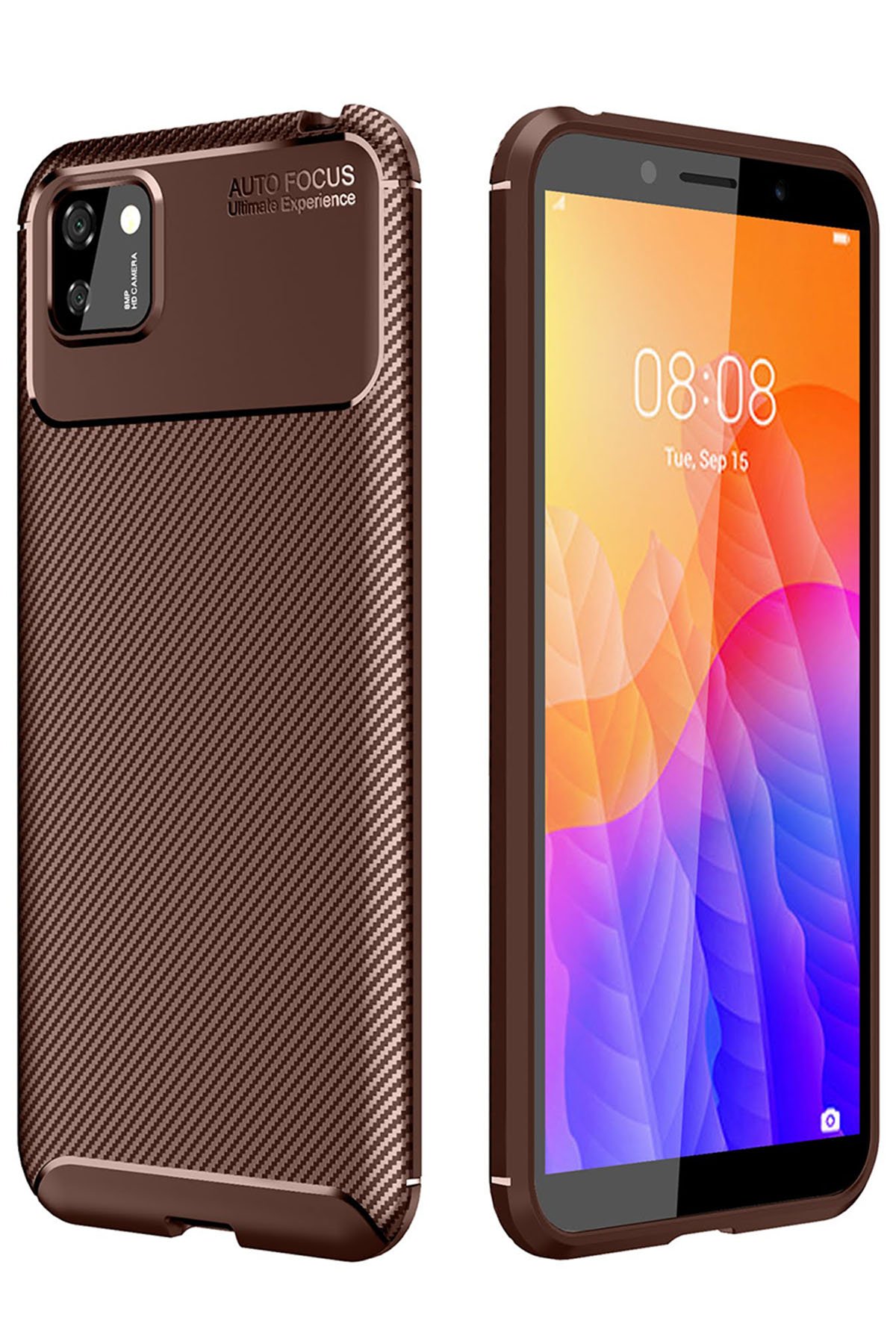 Newface Huawei Y5P Kılıf Simli Yüzüklü Silikon - Kırmızı