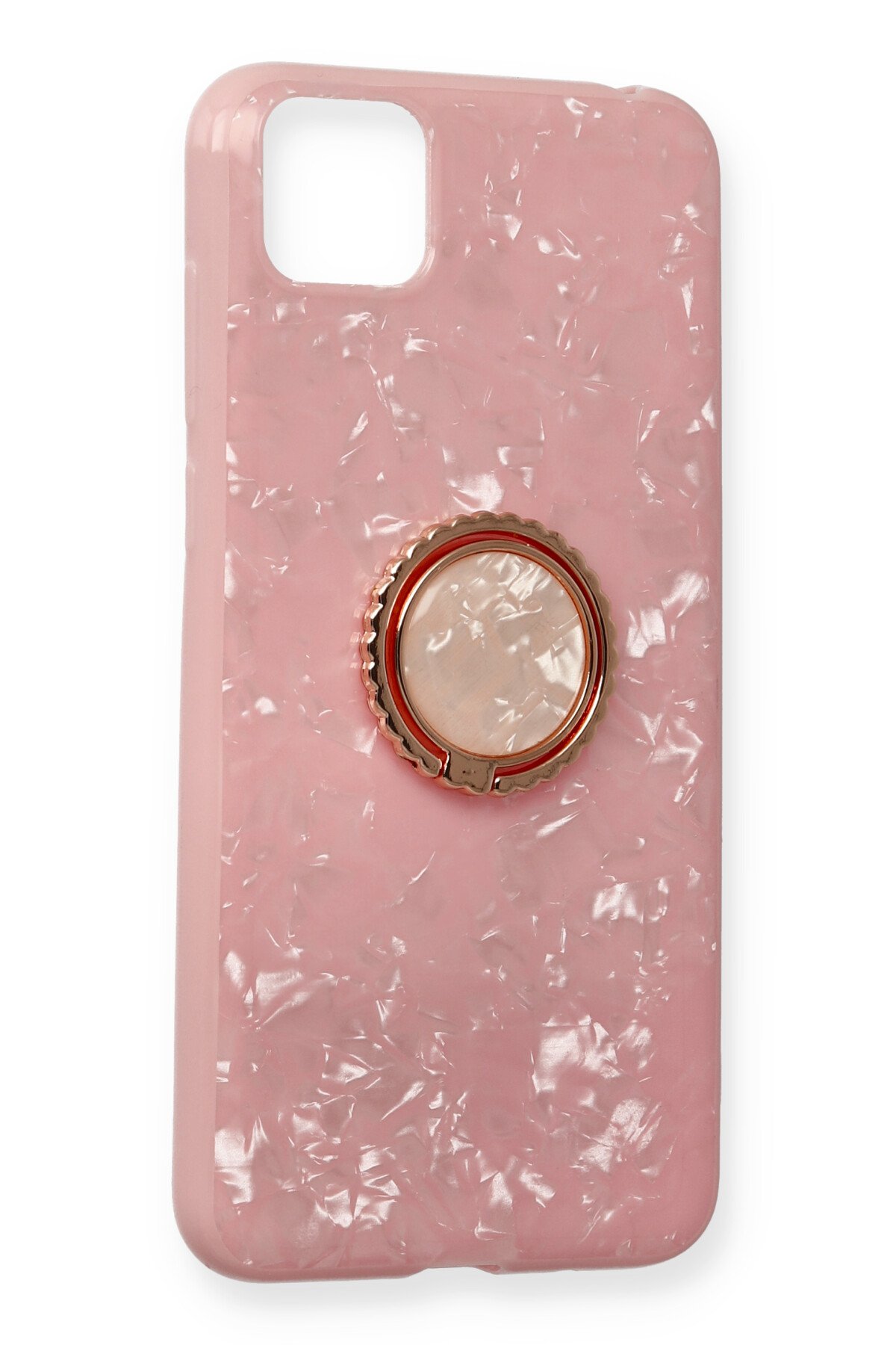 Newface Huawei Y5P Kılıf Marble Yüzüklü Silikon - Mavi