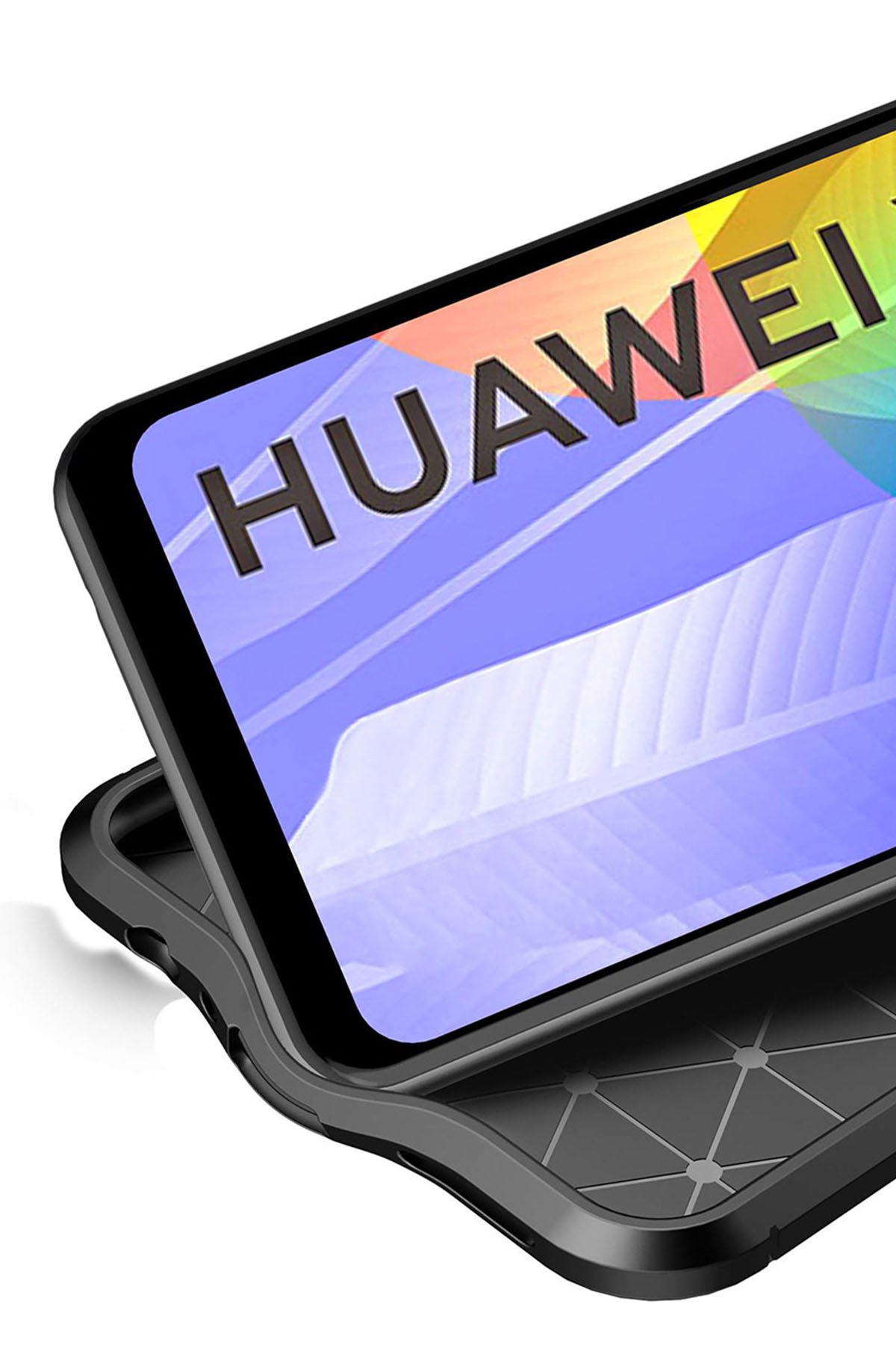 Newface Huawei Y6P Kılıf Sofya Yüzüklü Silikon Kapak - Kırmızı