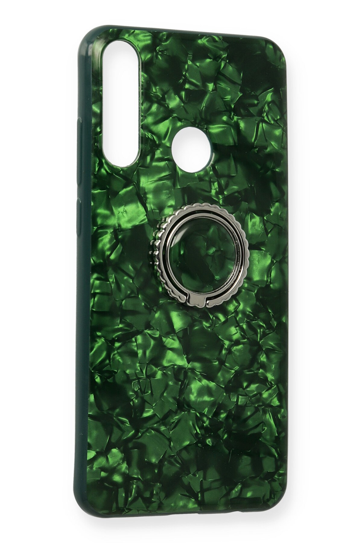 Newface Huawei Y6P Kılıf Sofya Yüzüklü Silikon Kapak - Yeşil