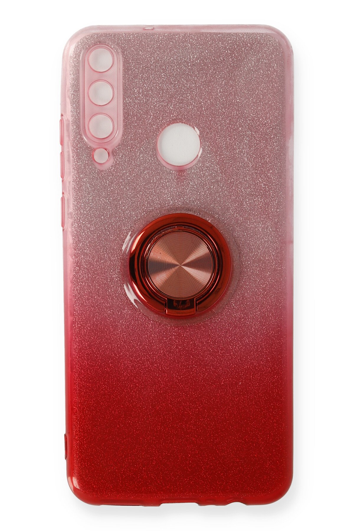 Newface Huawei Y6P Kılıf Focus Derili Silikon - Kırmızı