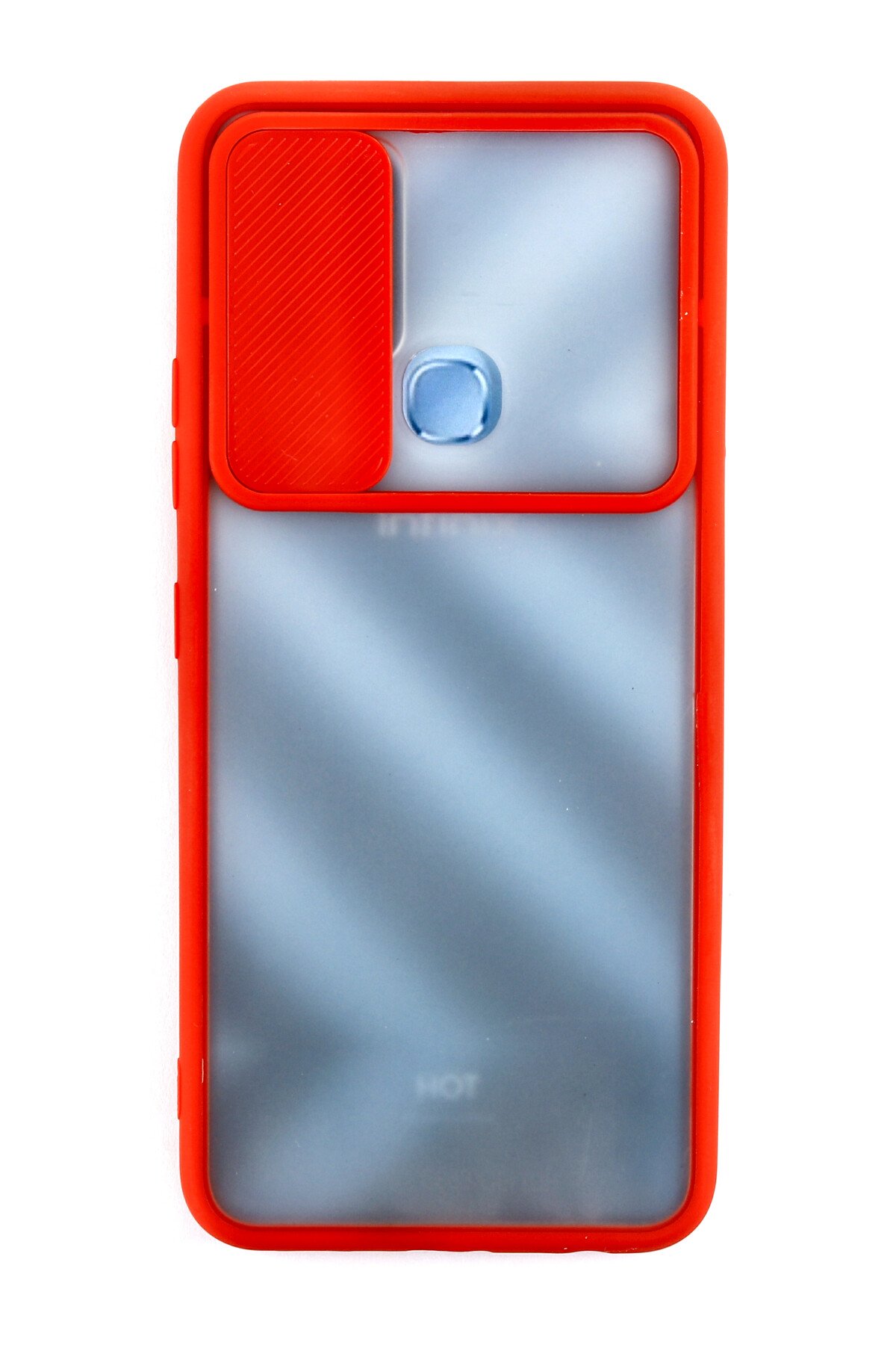 Newface İnfinix Hot 10T Kılıf Palm Buzlu Kamera Sürgülü Silikon - Kırmızı