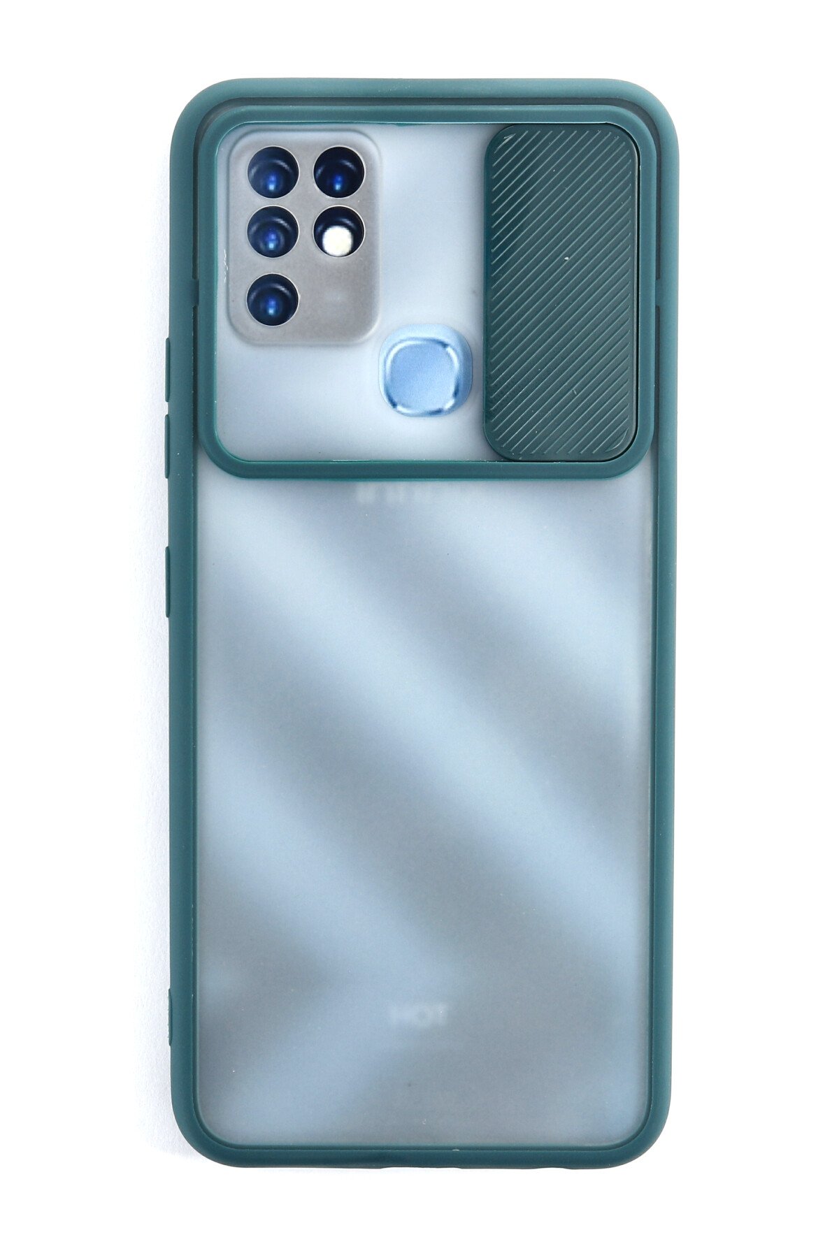 Newface İnfinix Hot 10T Kılıf Palm Buzlu Kamera Sürgülü Silikon - Yeşil