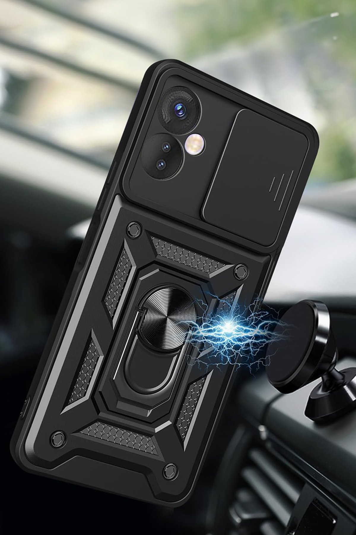 Newface İnfinix Hot 30 5G Kılıf Pars Lens Yüzüklü Silikon - Lacivert