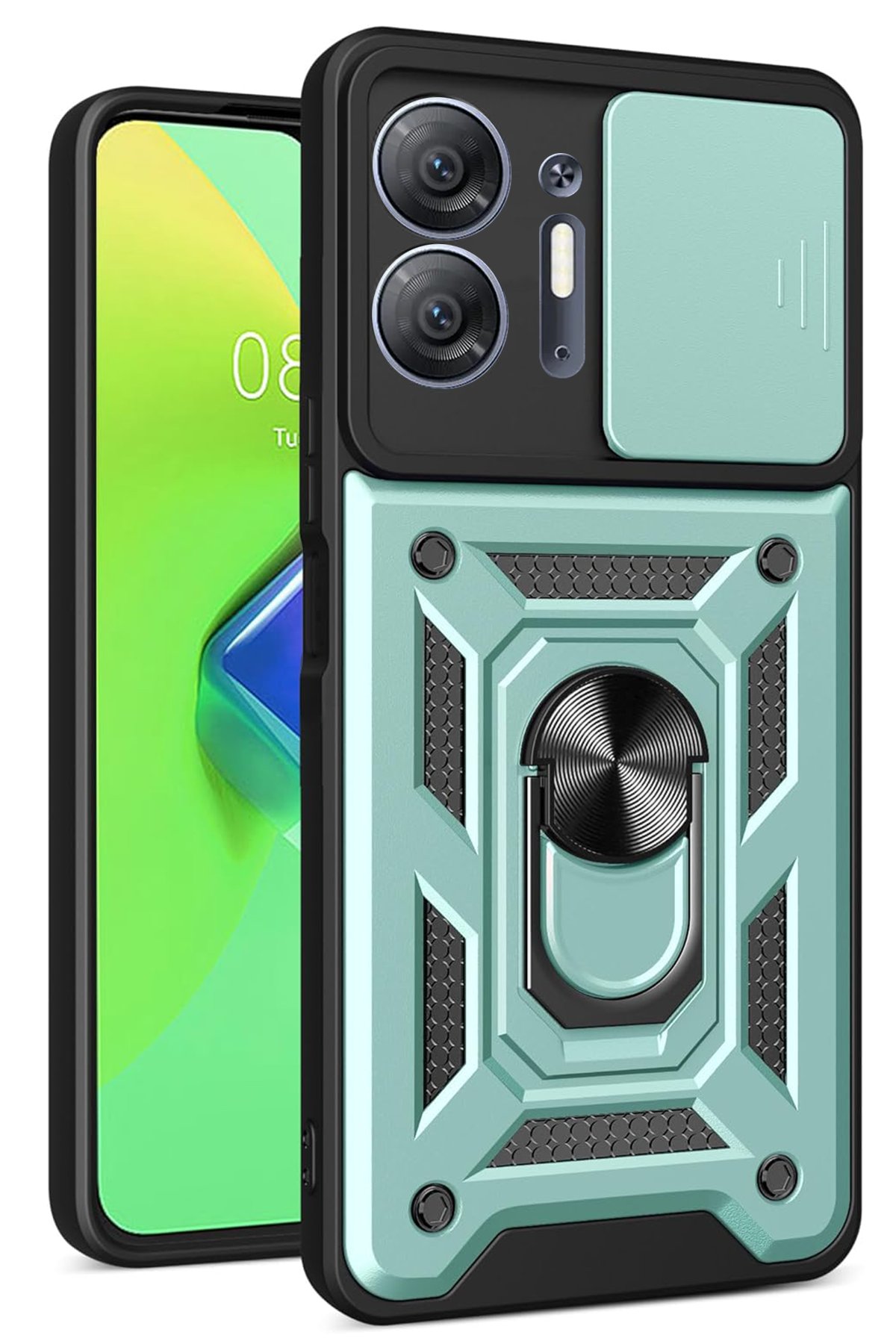 Newface İnfinix Hot 30 5G Kılıf Pars Lens Yüzüklü Silikon - Lacivert