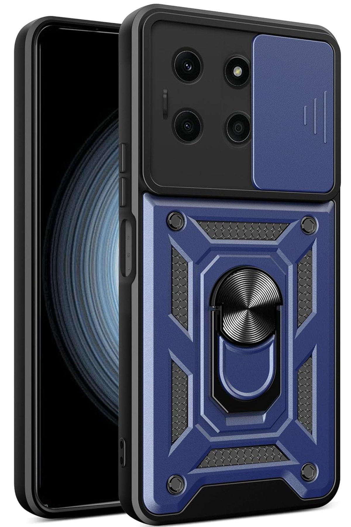 Newface İnfinix Note 30 Kılıf Pars Lens Yüzüklü Silikon - Gümüş