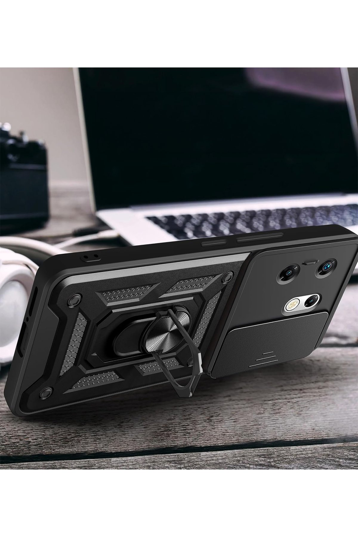 Newface İnfinix Zero 30 4G Kılıf Pars Lens Yüzüklü Silikon - Kırmızı