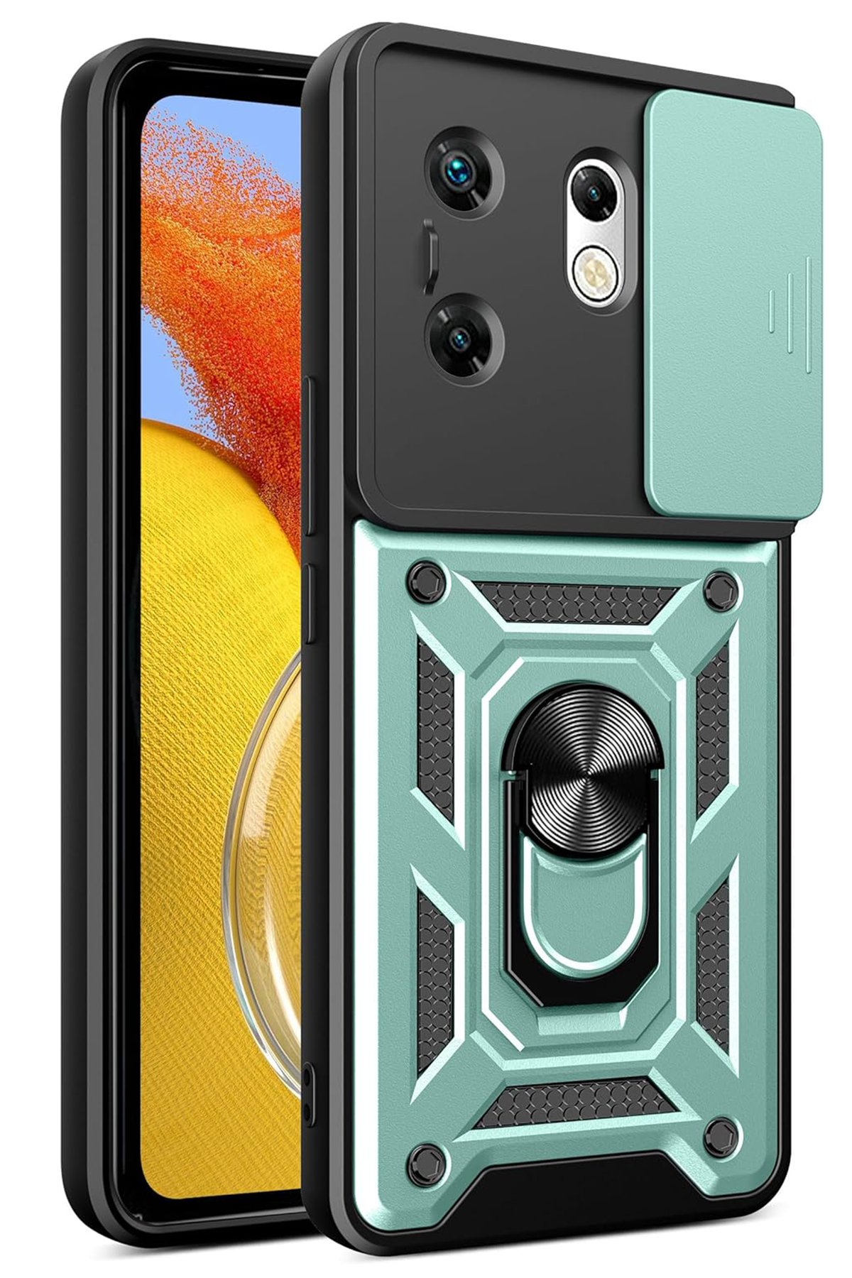 Newface İnfinix Zero 30 4G Kılıf Pars Lens Yüzüklü Silikon - Siyah