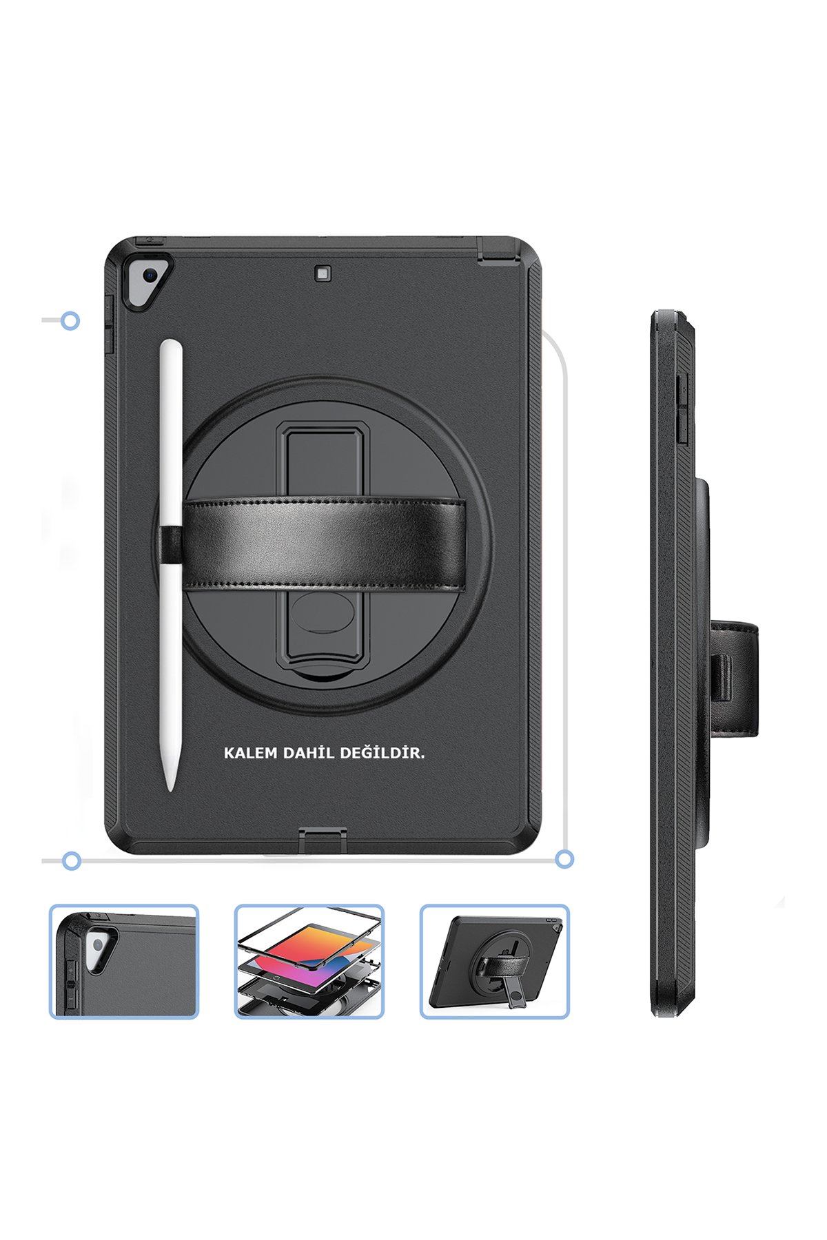 Newface iPad 10.2 (7.nesil) Kılıf Strap New Tablet Kapak - Pembe