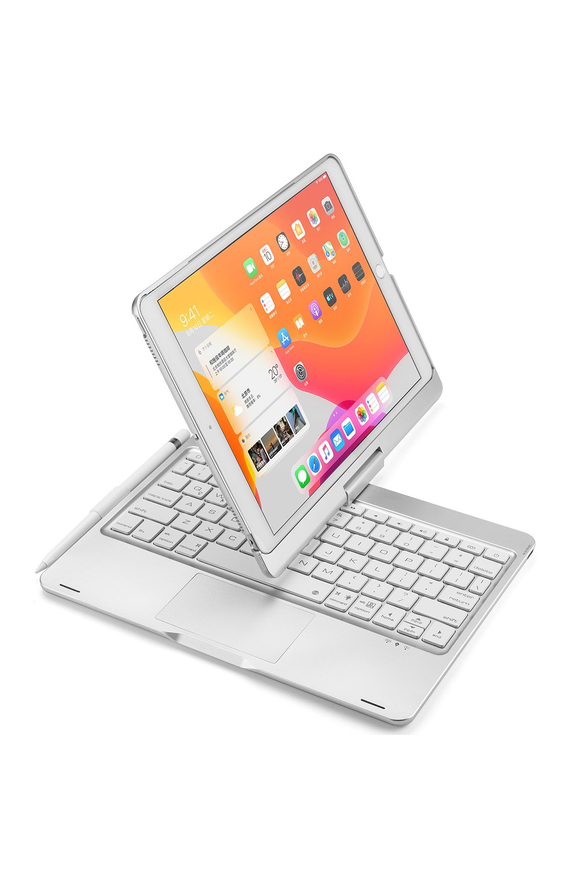 Newface iPad 10.2 (8.nesil) Kılıf İnter Ledli Klavyeli Tablet Kılıfı - Siyah