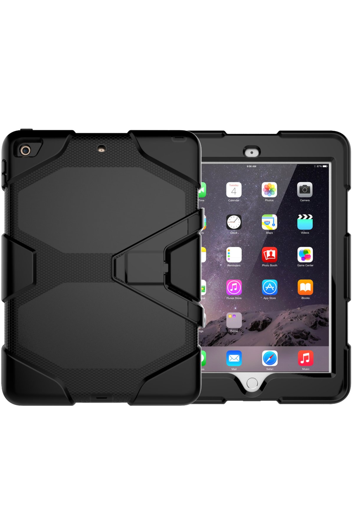 Newface iPad 9.7 (2018) Kılıf Strap-C Otterbox Tablet Kapak - Siyah
