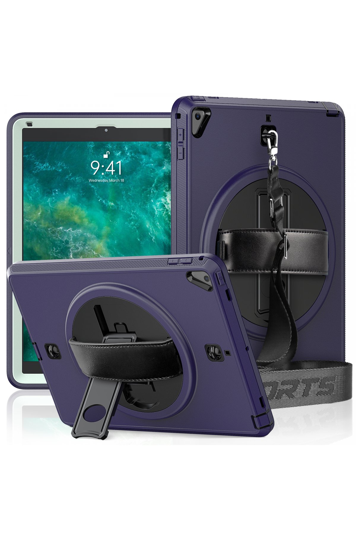 Newface iPad 5 Air 9.7 Kılıf Strap-C Otterbox Tablet Kapak - Gri