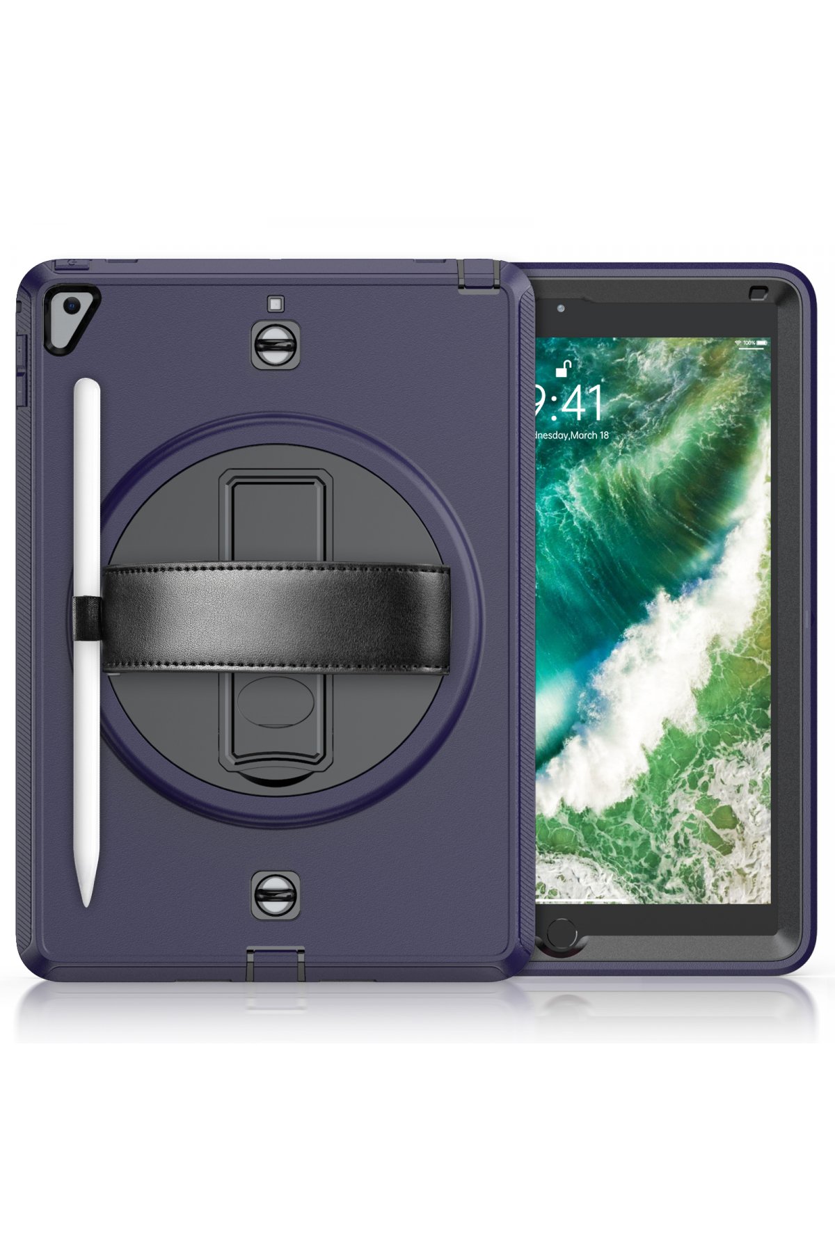 Newface iPad 5 Air 9.7 Kılıf Strap-C Otterbox Tablet Kapak - Gri