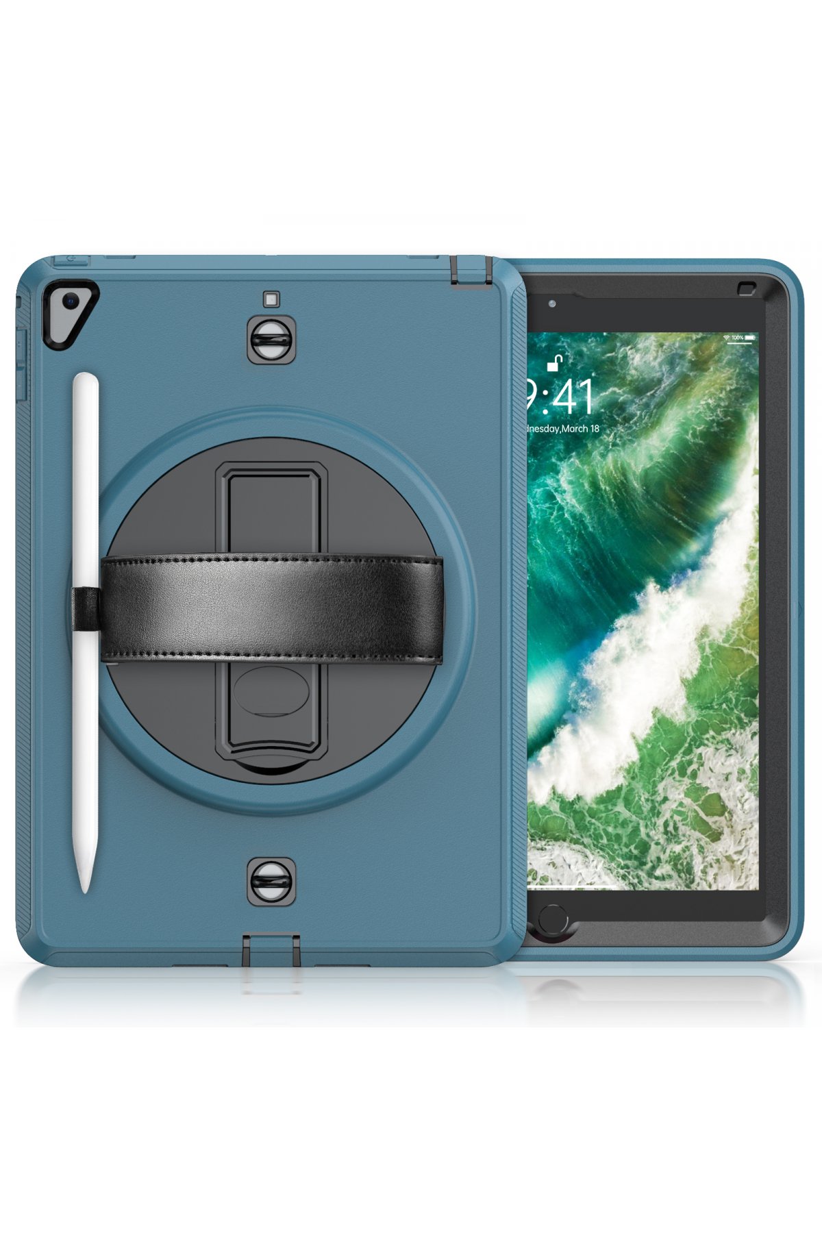 Newface iPad Air 2 9.7 Kılıf Strap New Tablet Kapak - Mavi