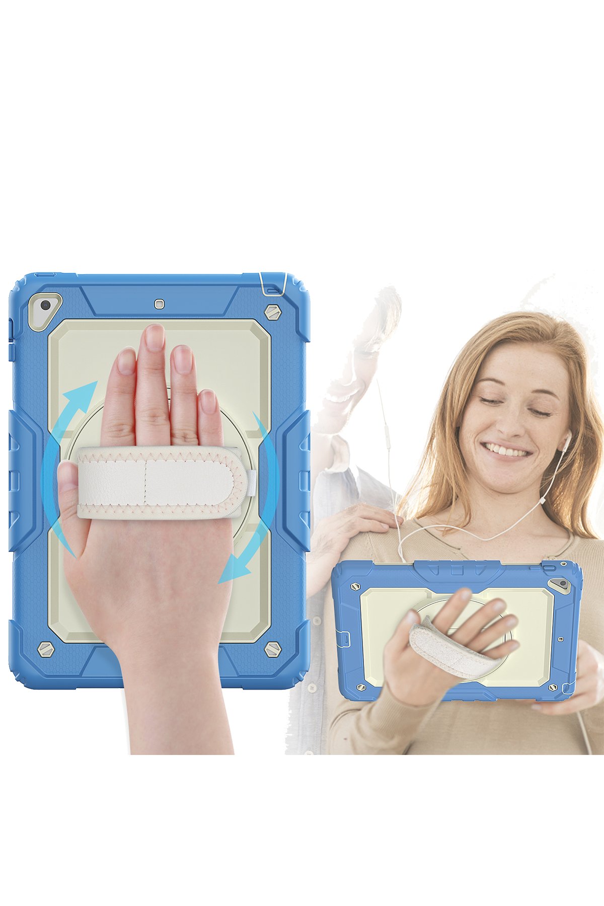 Newface iPad 5 Air 9.7 Kılıf Kalemlikli Mars Tablet Kılıfı - Mavi