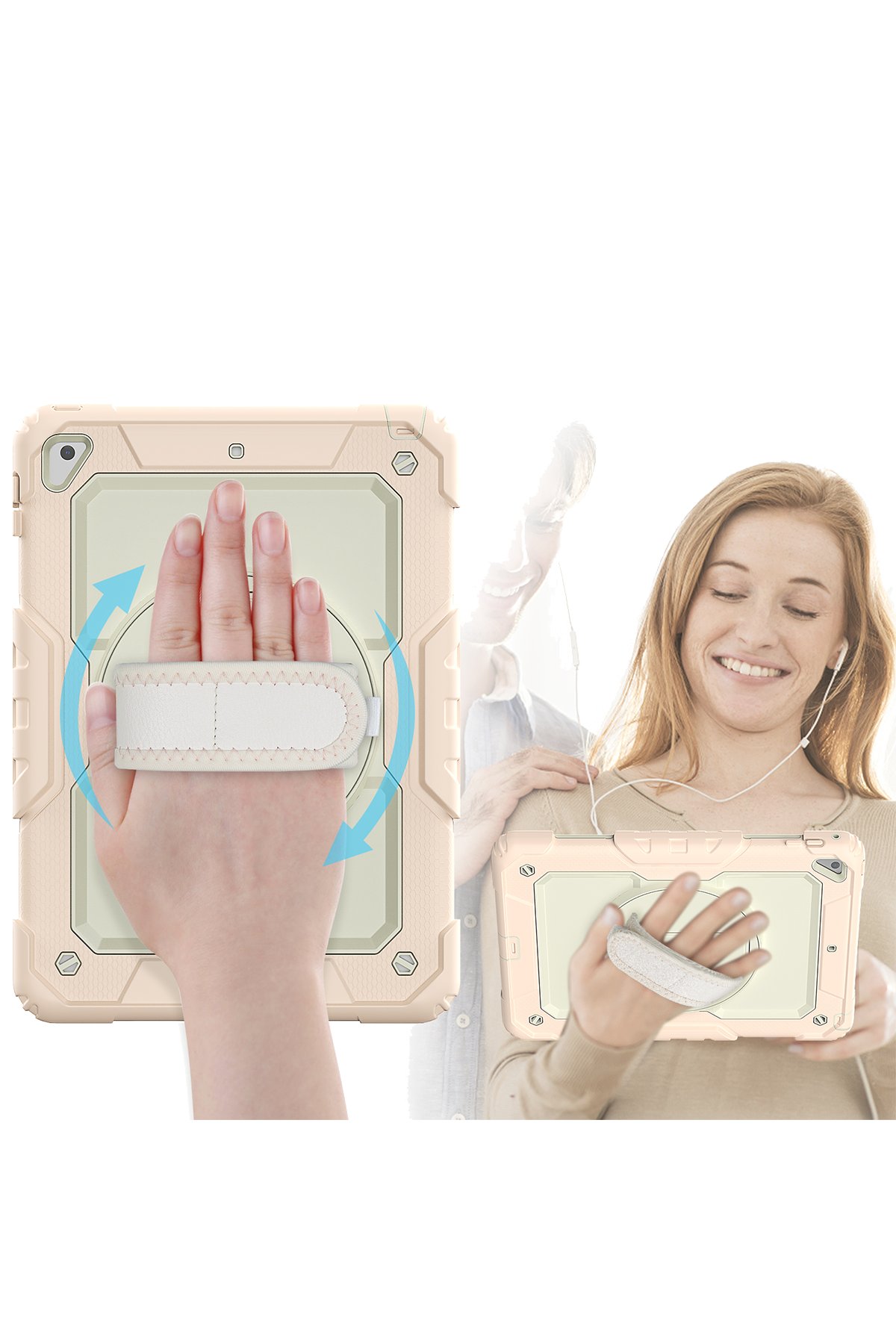 Newface iPad Air 2 9.7 Kılıf Strap New Tablet Kapak - Mavi