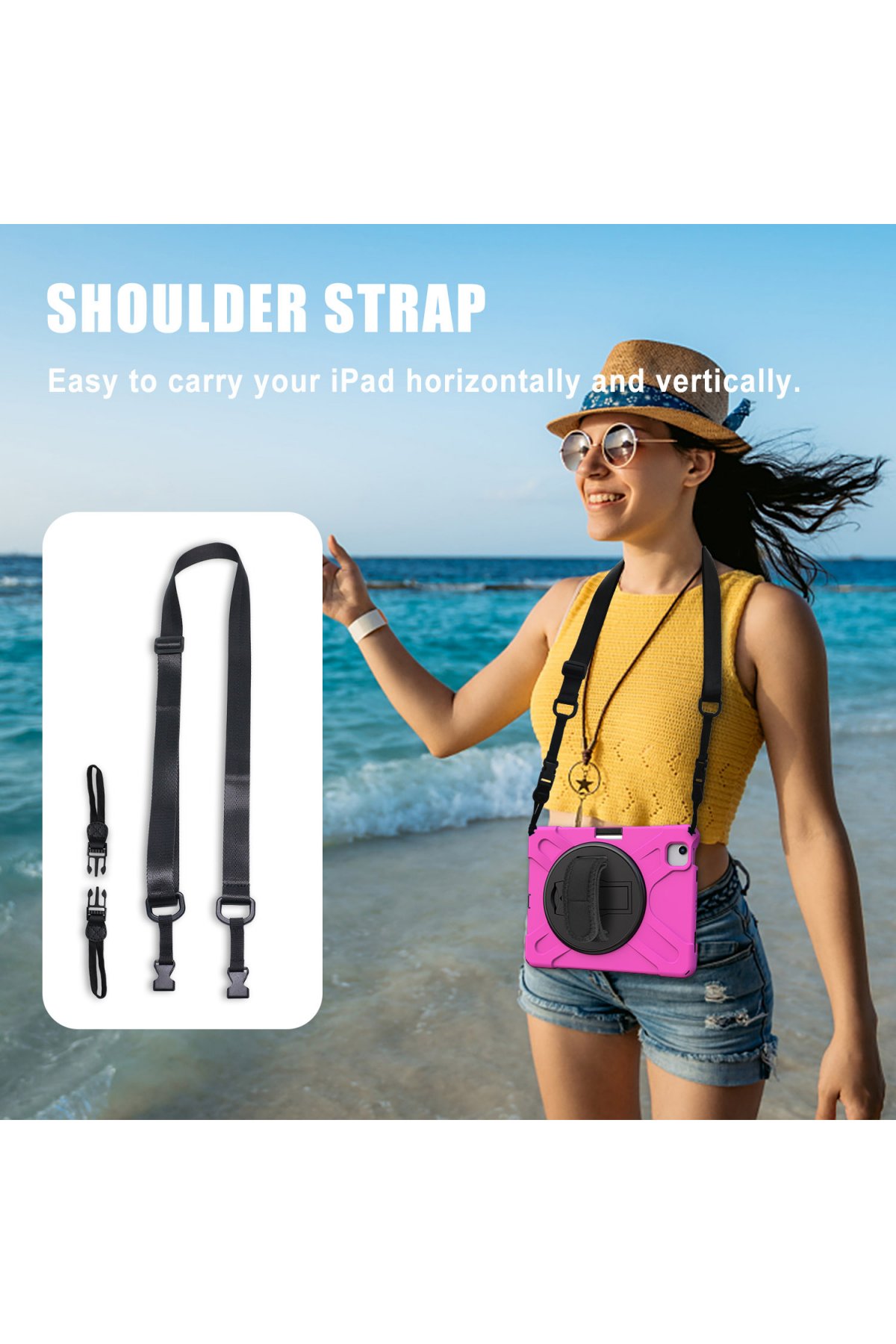 Newface iPad Air 4 10.9 Kılıf Strap-C Otterbox Tablet Kapak - Gri