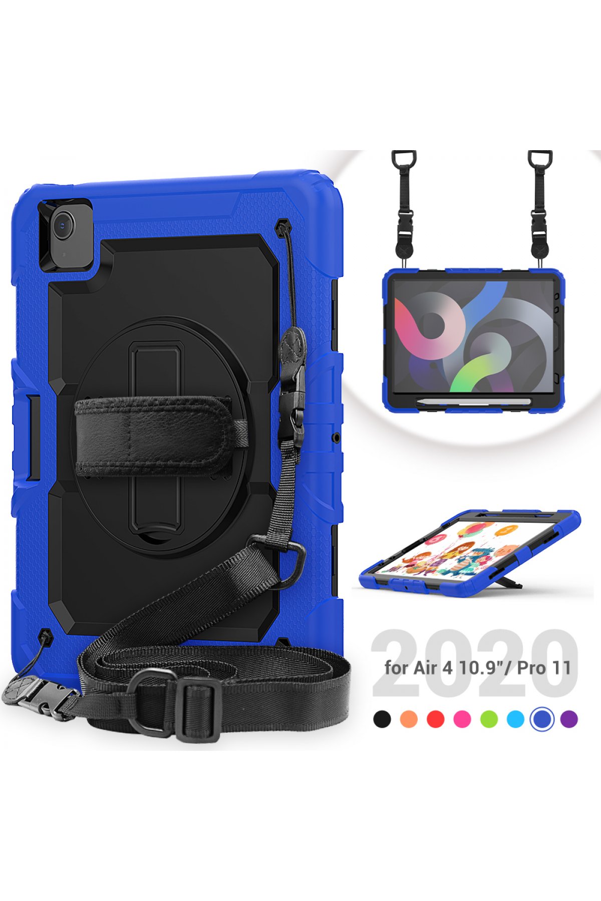 Newface iPad Pro 11 (2020) Kılıf Hand Strap Tablet Kılıfı - Lacivert