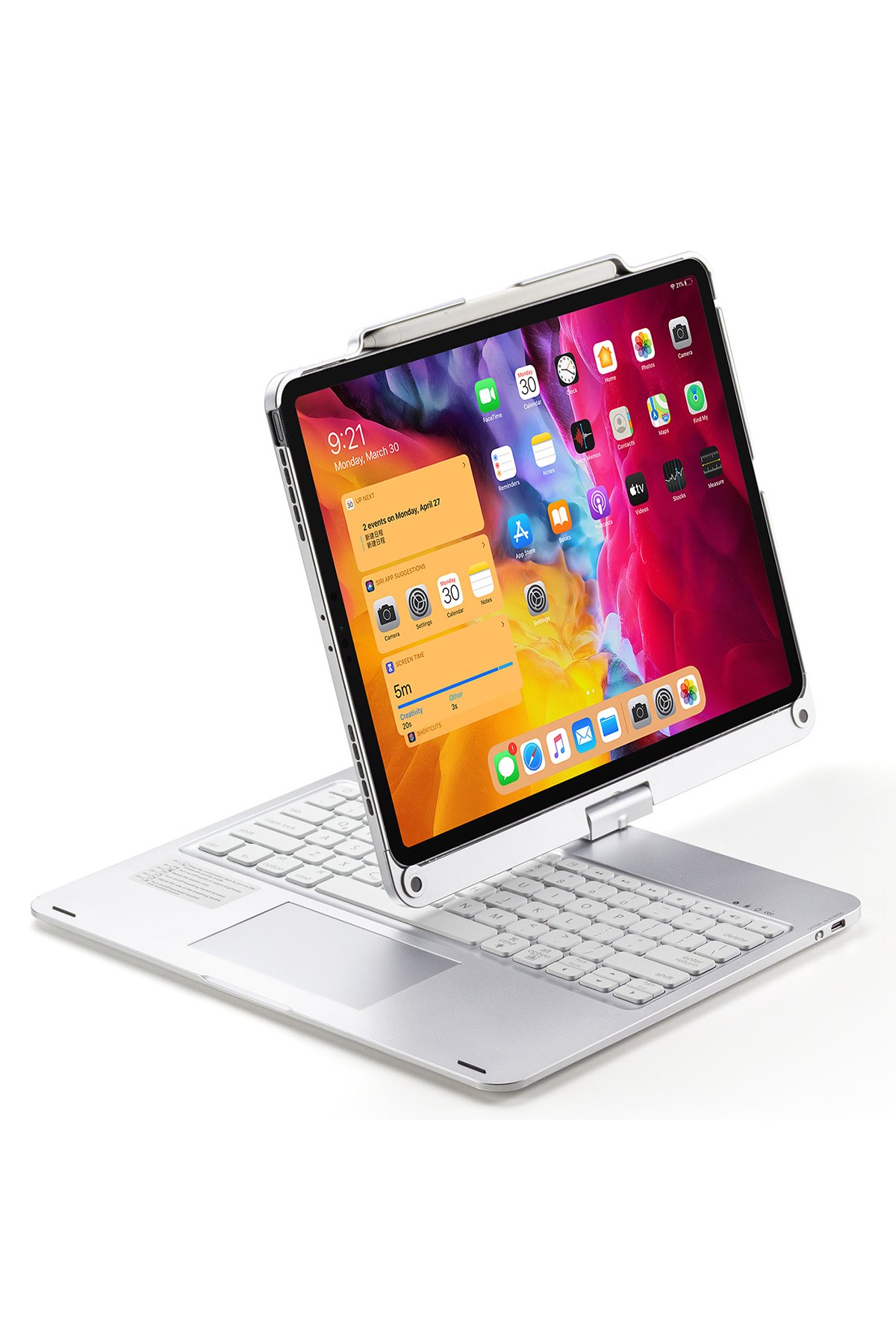 Newface iPad Pro 12.9 (2020) Kılıf Kalemlikli Mars Tablet Kılıfı - Mor