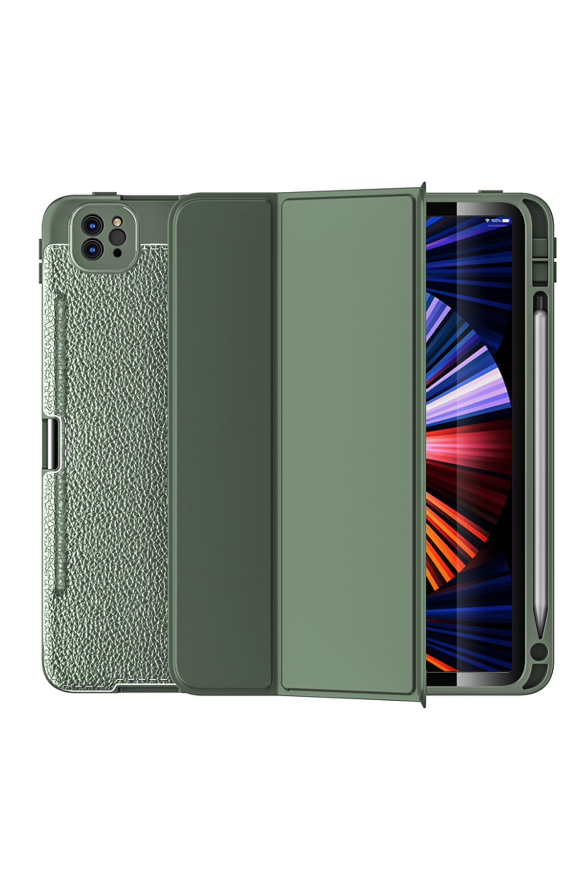 Newface iPad Pro 12.9 (2021) Kılıf 360 Tablet Deri Kılıf - Mürdüm