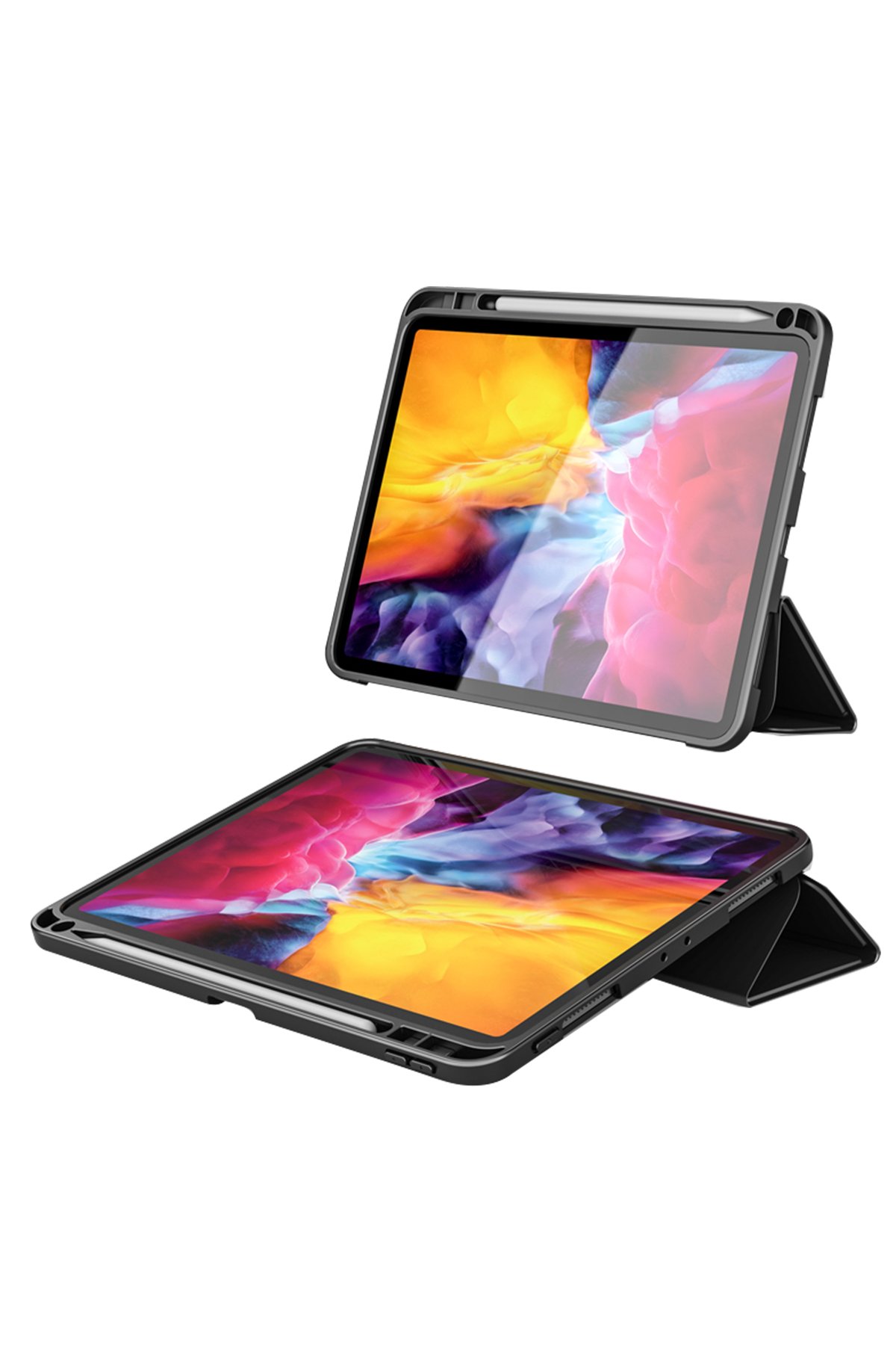 Newface iPad Pro 12.9 (2021) Kılıf Kalemlikli Mars Tablet Kılıfı - Kırmızı