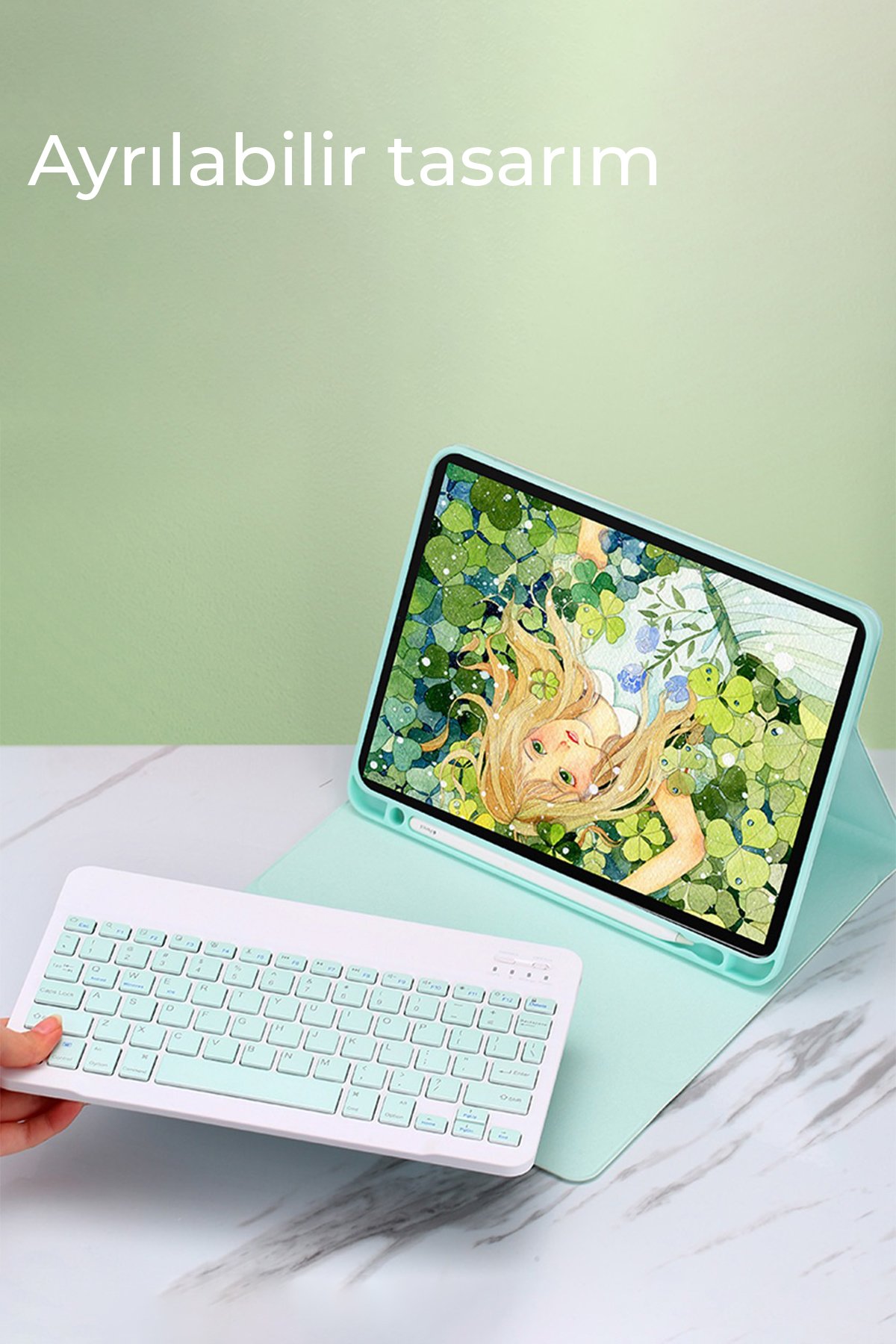 Newface iPad Pro 9.7 Kılıf KC01 Smart Klavyeli Tablet Kılıfı - Lila