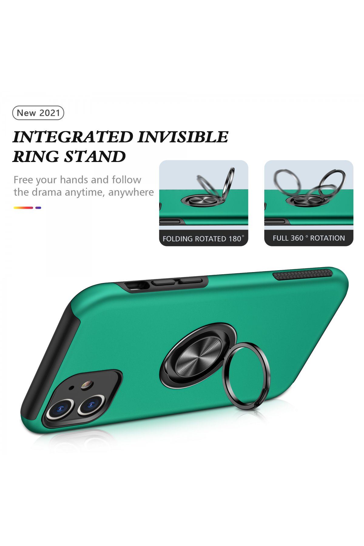 Newface iPhone 11 Kılıf Sofya Yüzüklü Silikon Kapak - Kırmızı