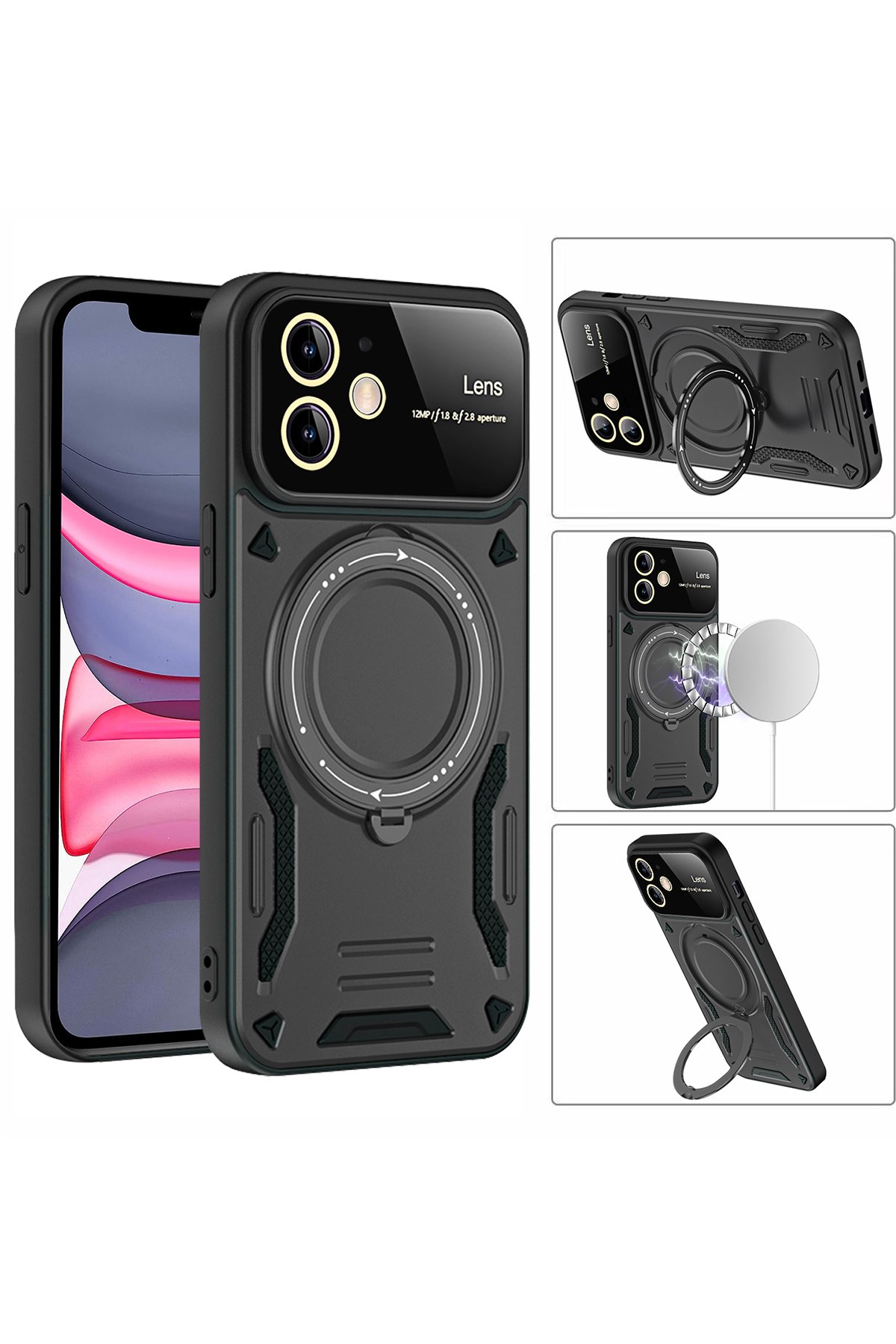 Newface iPhone 11 Kılıf Walker Standlı Kapak - Siyah