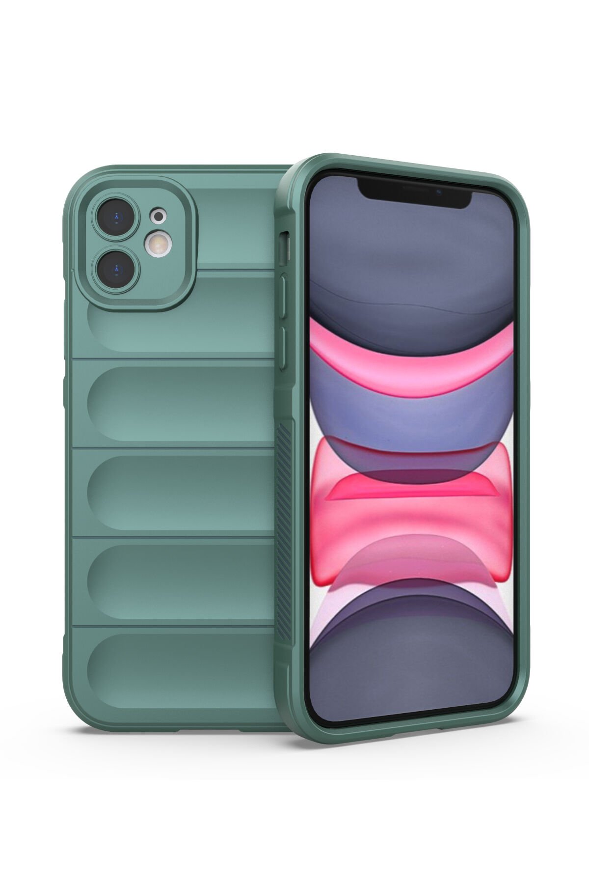 Newface iPhone 11 Kılıf Palm Buzlu Kamera Sürgülü Silikon - Kırmızı